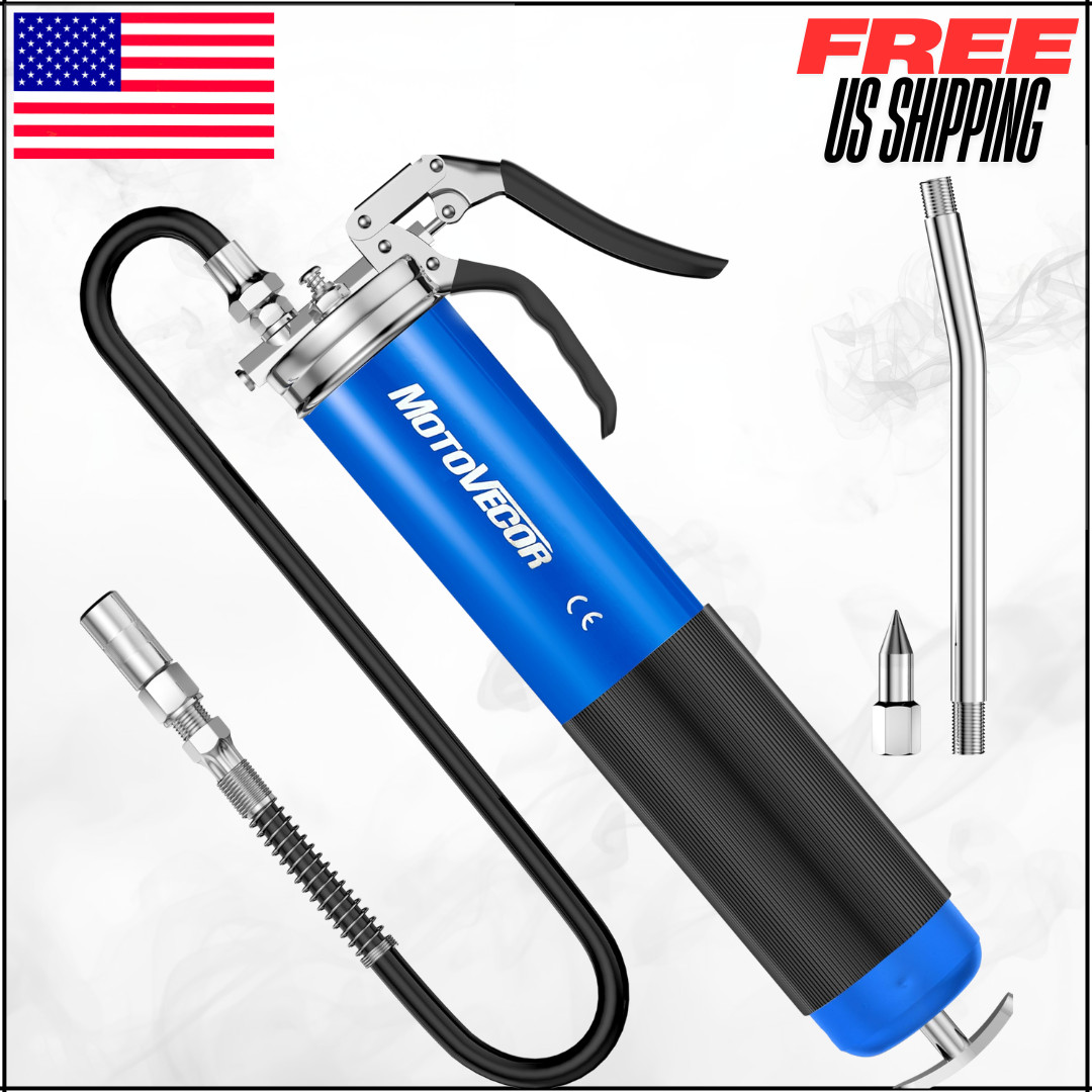 High Performance Heavy Duty Pistol Grip Grease Gun W/ 27" Reinforced Flex Hose