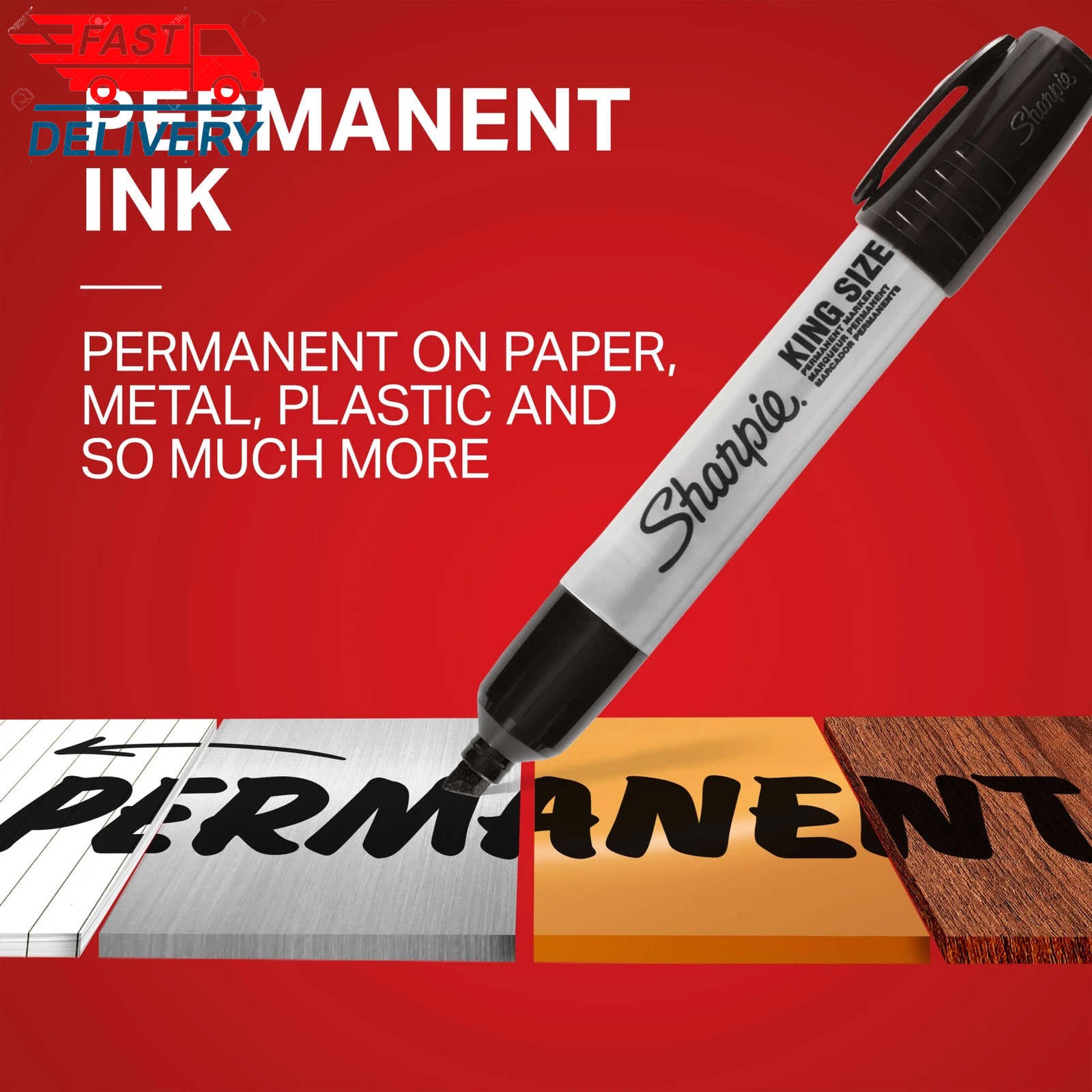 King Size Permanent Markers, Large Chisel Tip, Black, 12 Count