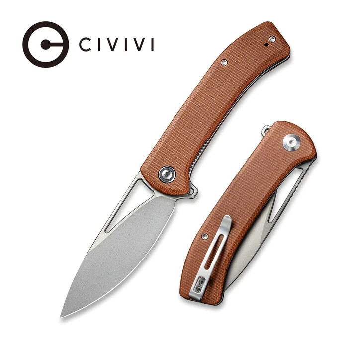 DIRECT FROM CIVIVI - RIFFLE C2024A / BURLAP MICARTA - STONEWASH 14C28N, W/EXTRAS