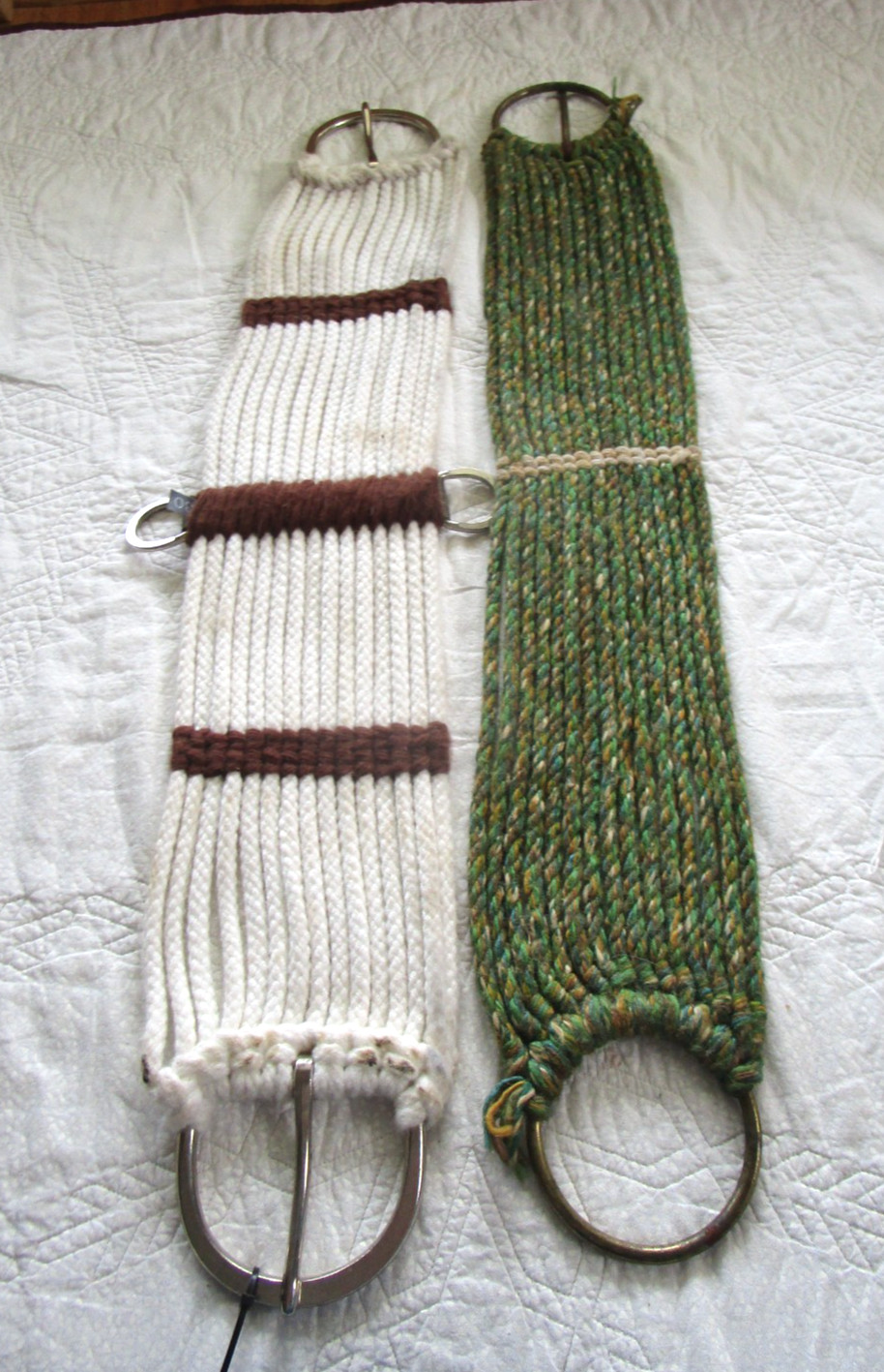 2 WESTERN  ROPE CINCHES WHITE 29" AND GREEN  29''