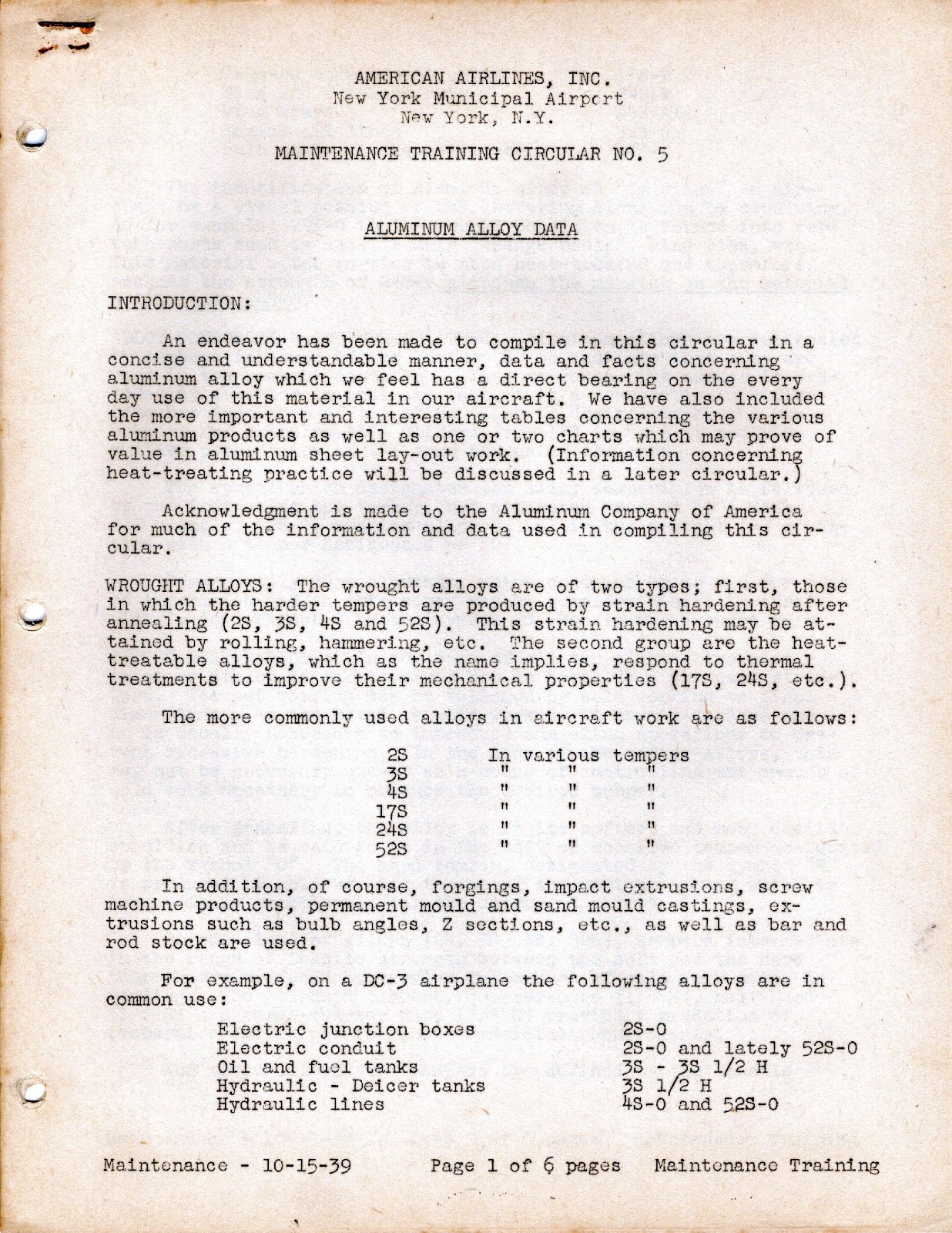 1939 AMERICAN AIRLINES Mechanic Apprentice Training Information Booklets 85 Pgs.