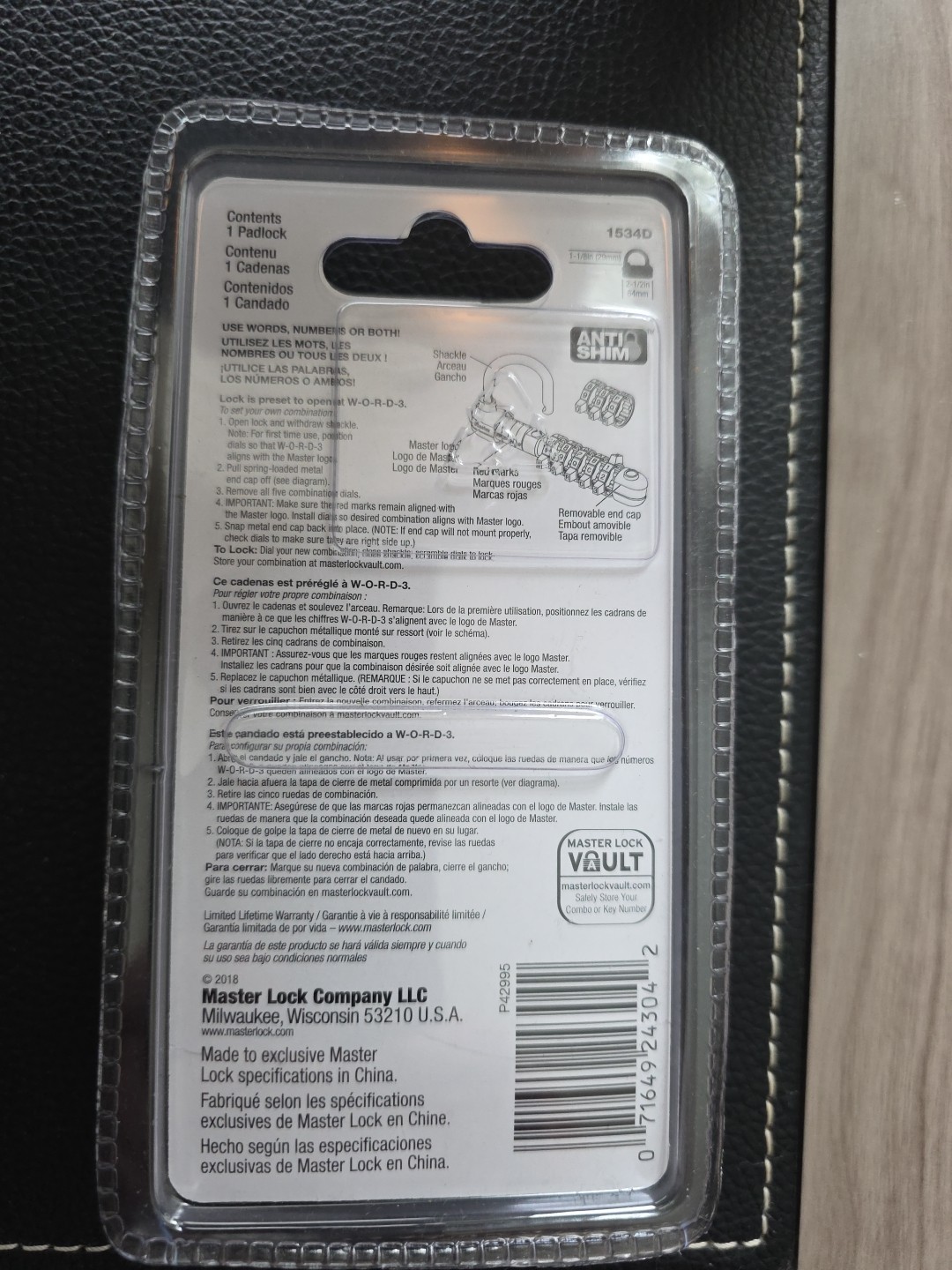 Master Lock Password Plus Letters And Numbers 1534D BLUE