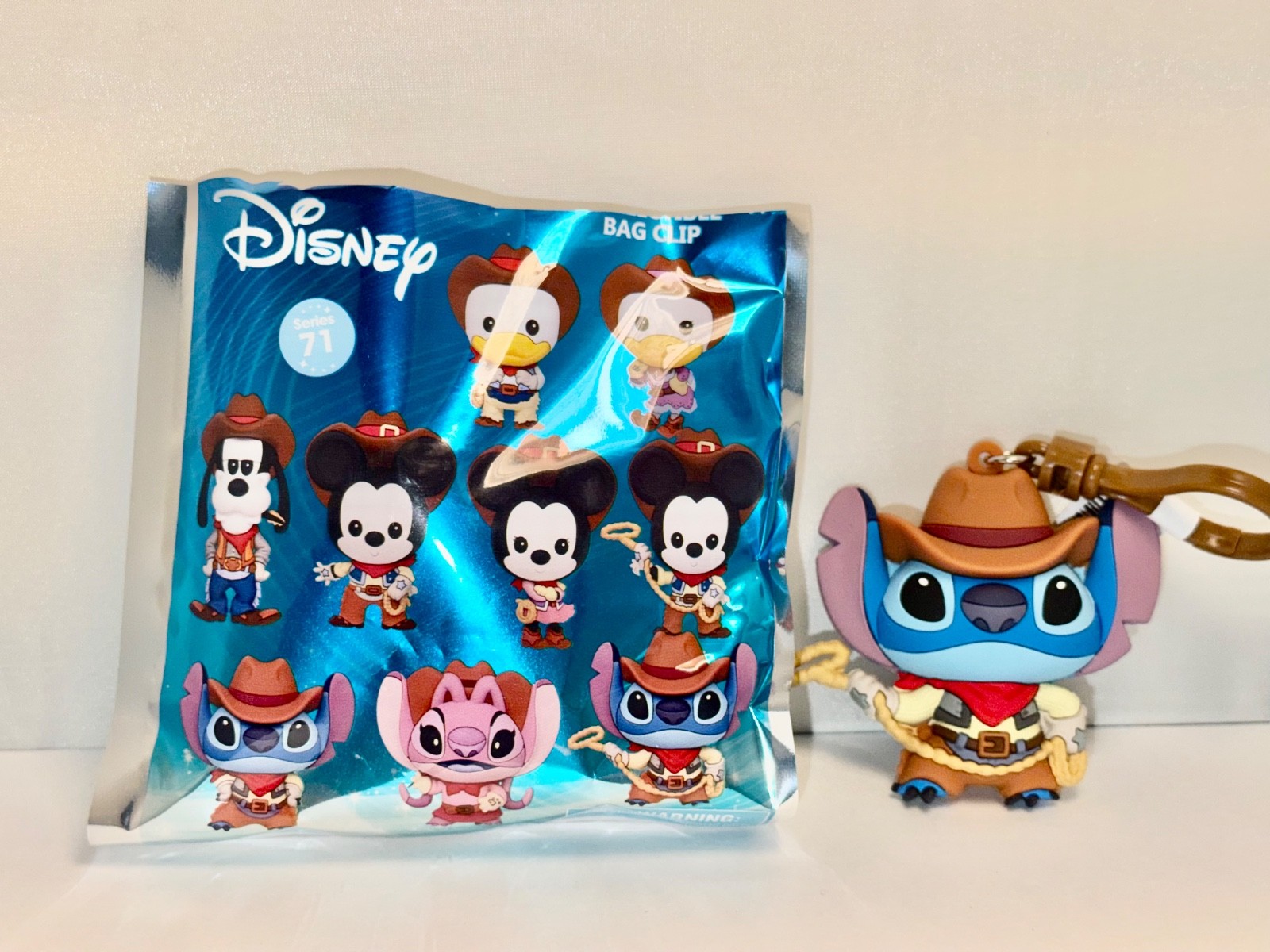 2026 Monogram Disney Classic Western Lasso Stitch 3D Foam Bag Clip Keychain