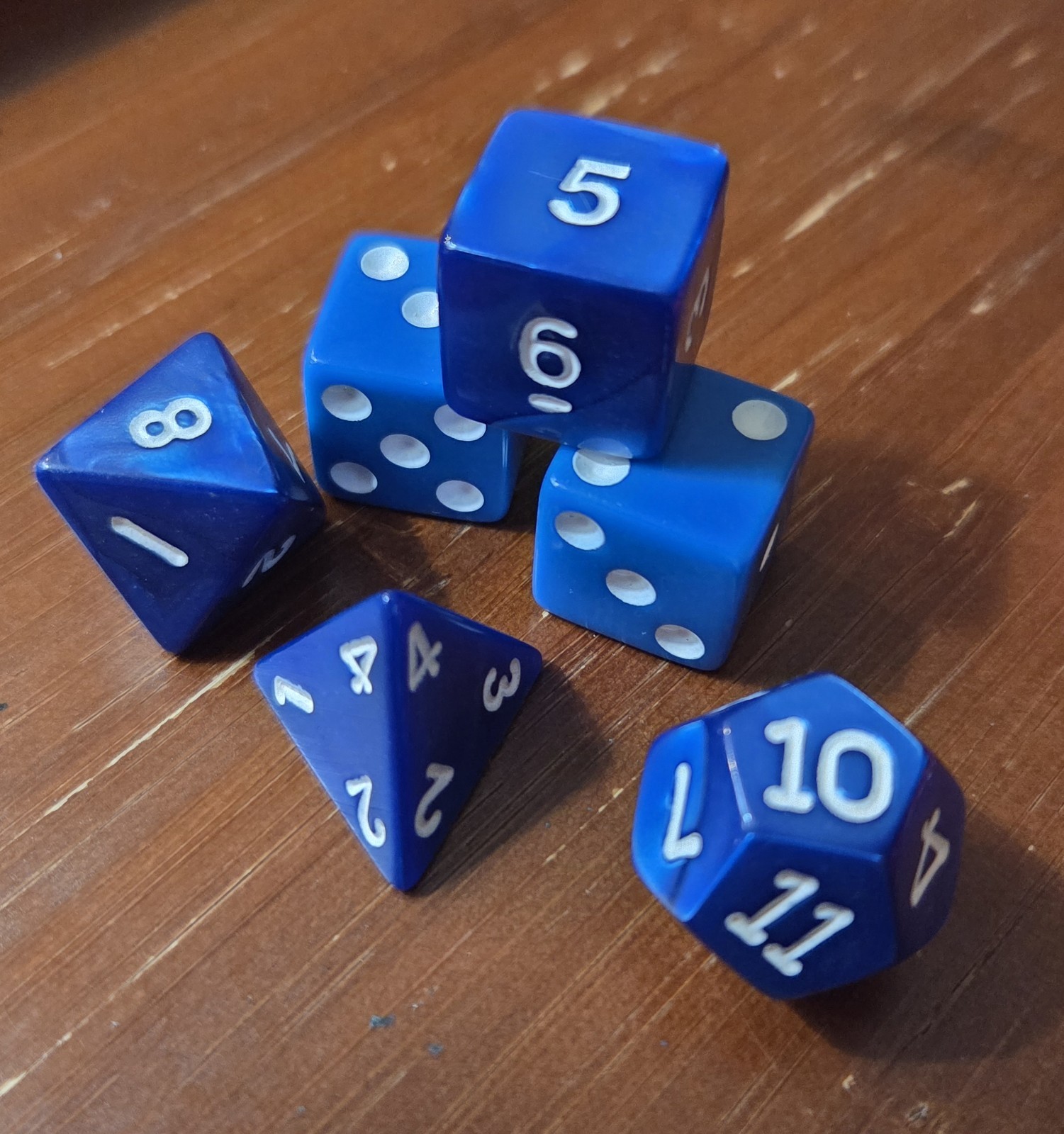 Cobalt Blue & White Dice lot of 6