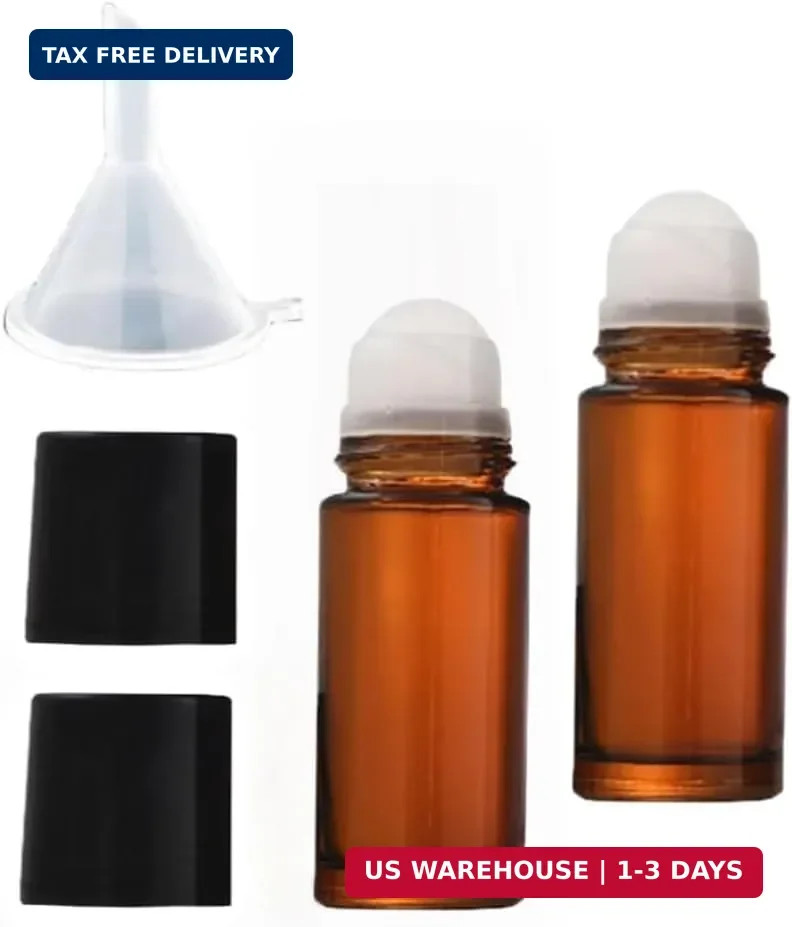 2Pcs Brown 30ml Glass Essential Oil Roller Bottles,Perfume Roller,Refillable Rol