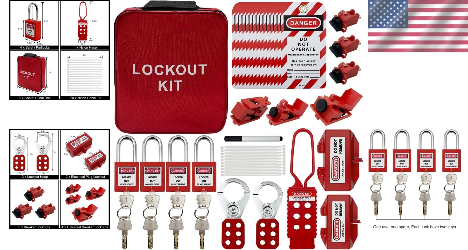 Industrial Lockout Tagout Kit - OSHA-Compliant