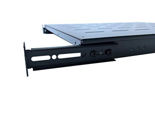 1U 19in Fixed Rack Server Shelf Adjustable 21.5-28in Depth for 4-Post Rack