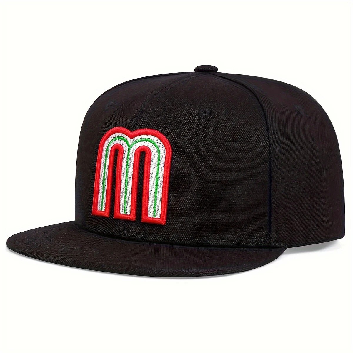 Mexico Baseball Cap Letter M With Embroidered Flag Flat Brim Snapback Hat