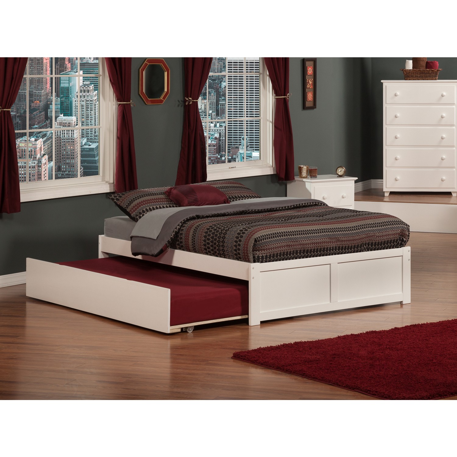 AFI Concord Full Platform Bed with Flat Panel Footboard and Turbo Charger with F