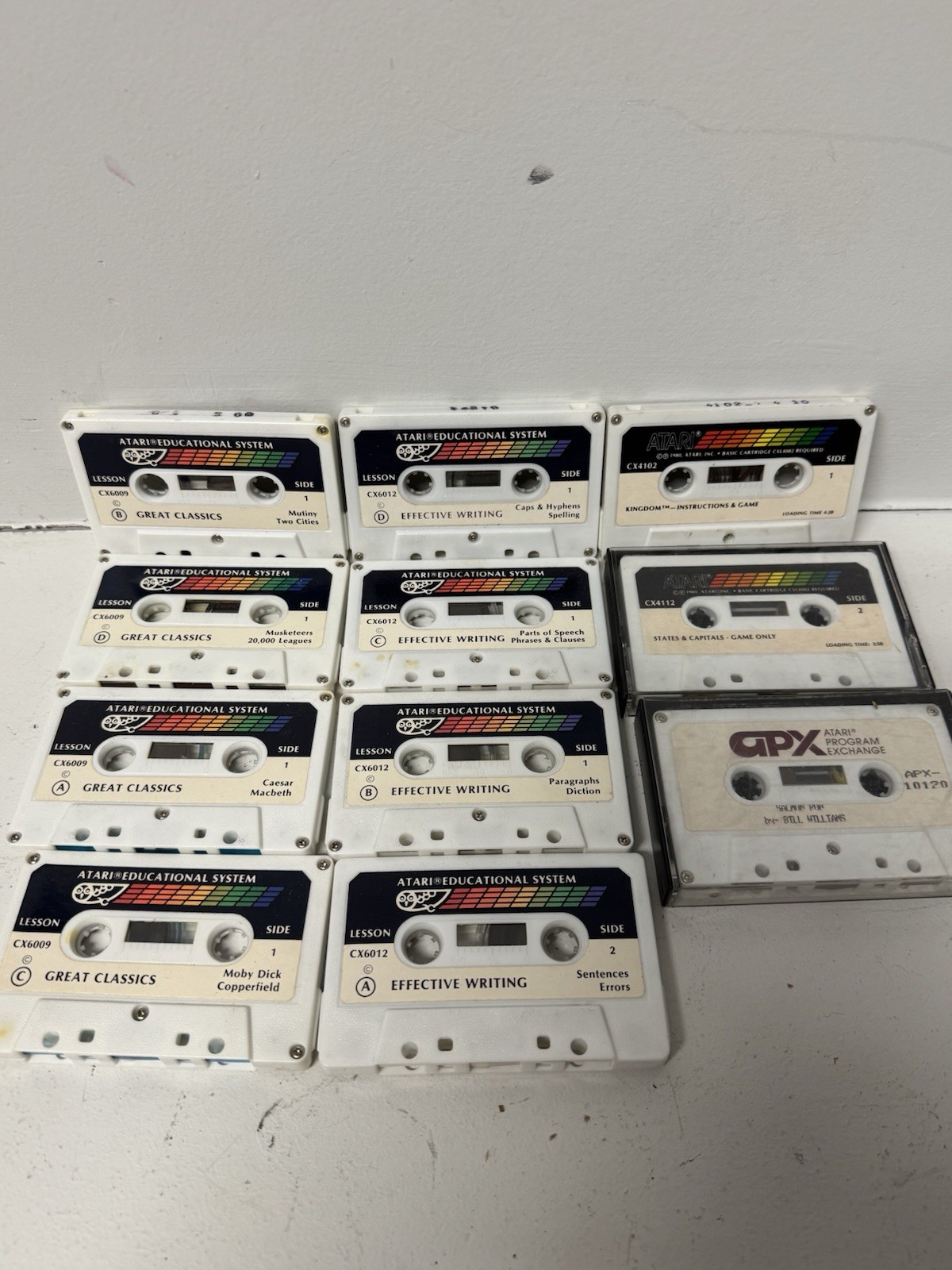 Atari 8-bit Cassette Lot Educational Games APX CX6009 CX6012 Kingdom/Salmon Run