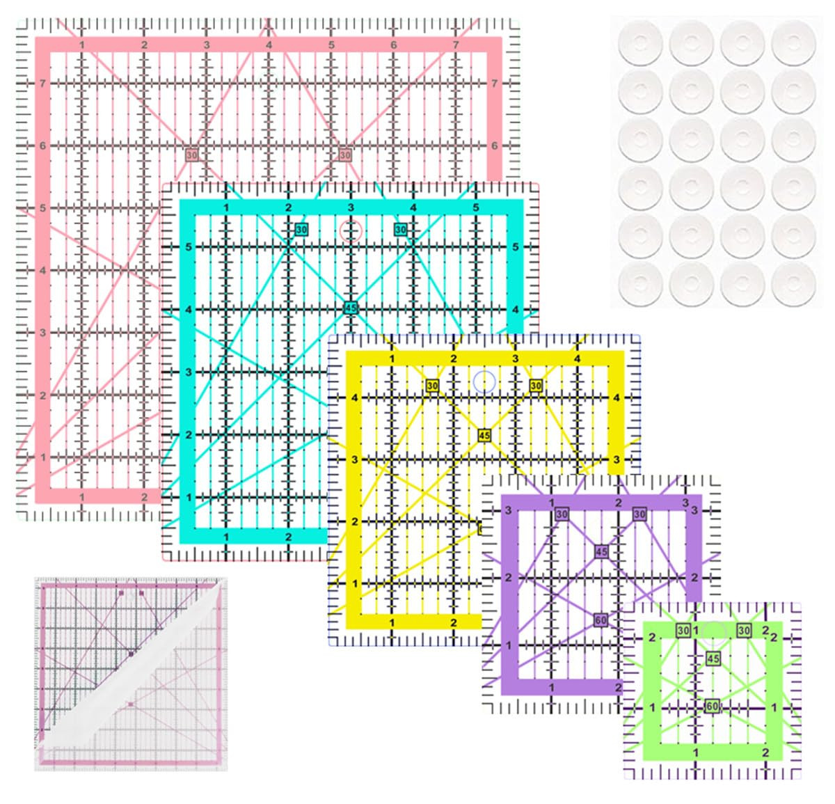 Quilting Rulers,5 Quilting Square Rulers(2.5",3.5", 5", 6", 8"),Quilting Rulers