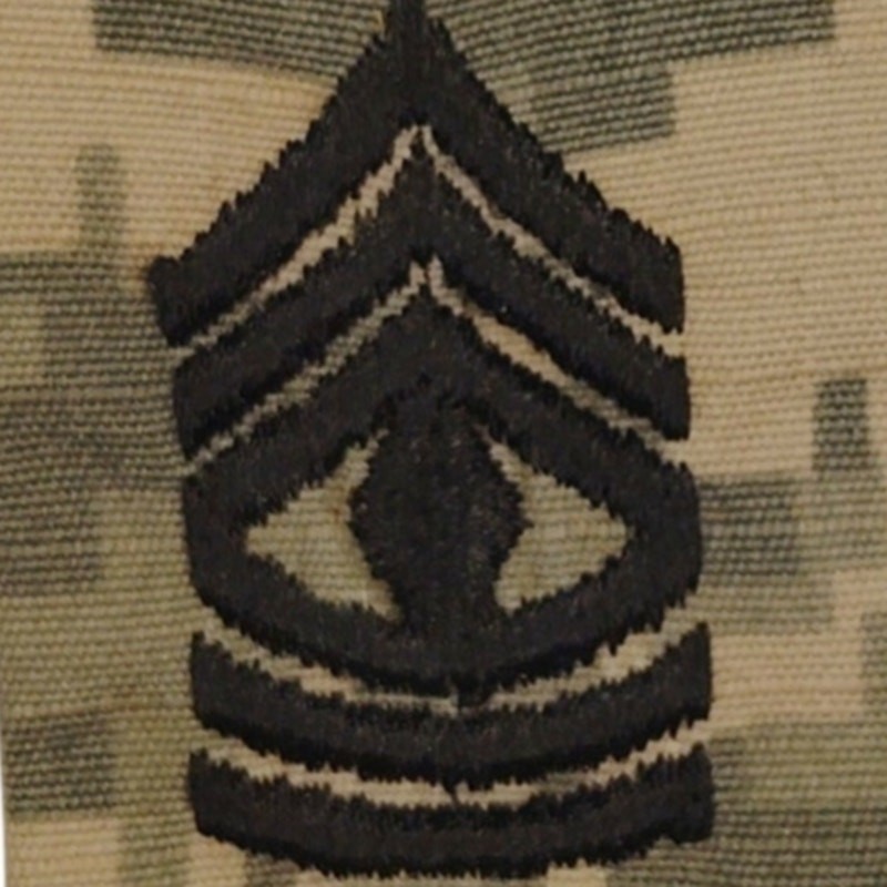 US Army First Sergeant 1SG E‑8 Rank Loop Black on ACU UCP Digital 2" × 1‑1/2"