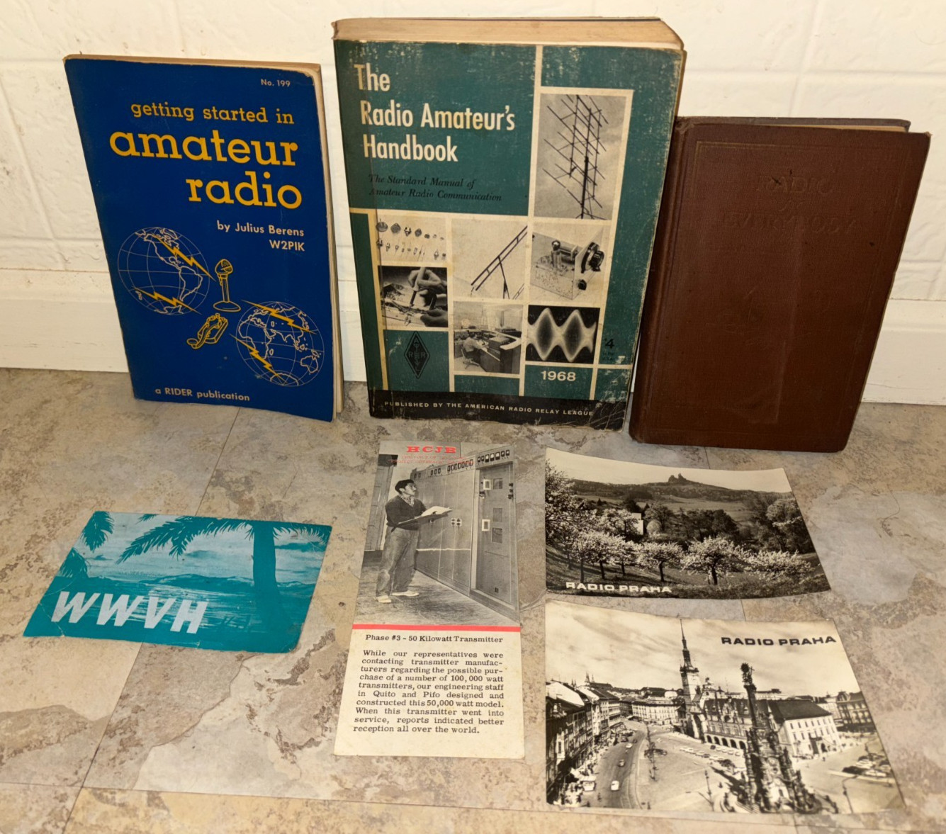 Vintage Amateur Ham Radio Book & Reception Card Lot HCJB Handbook 1922-1968