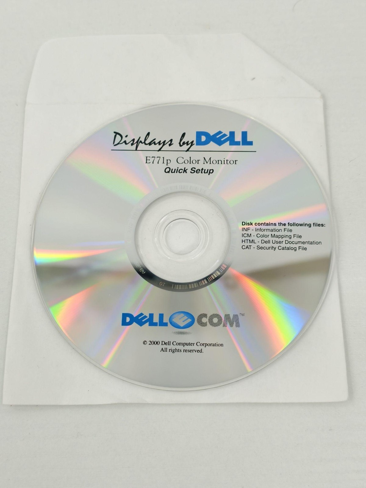 Dell E771p Color Monitor Quick Setup CD English For Dell E771p Monitor
