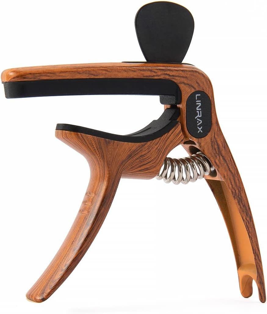 C1 Guitar Capo, 3 in 1 Zinc Alloy Capo with Pick C1-Wood, C1-Wood Grain