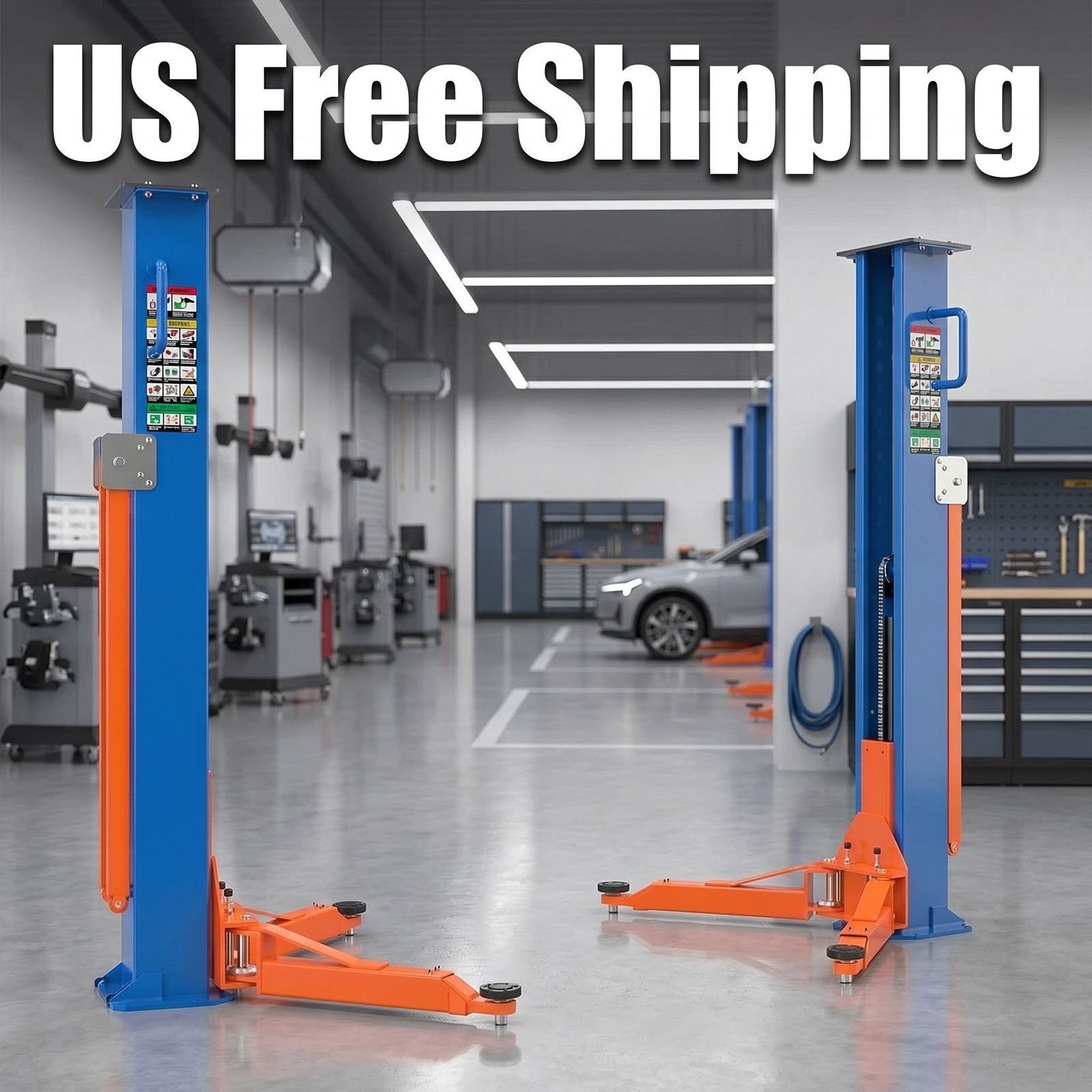 8000 lb 2 Post Car Lift Symmetric Low Profile Auto Hoist Garage Free shipping