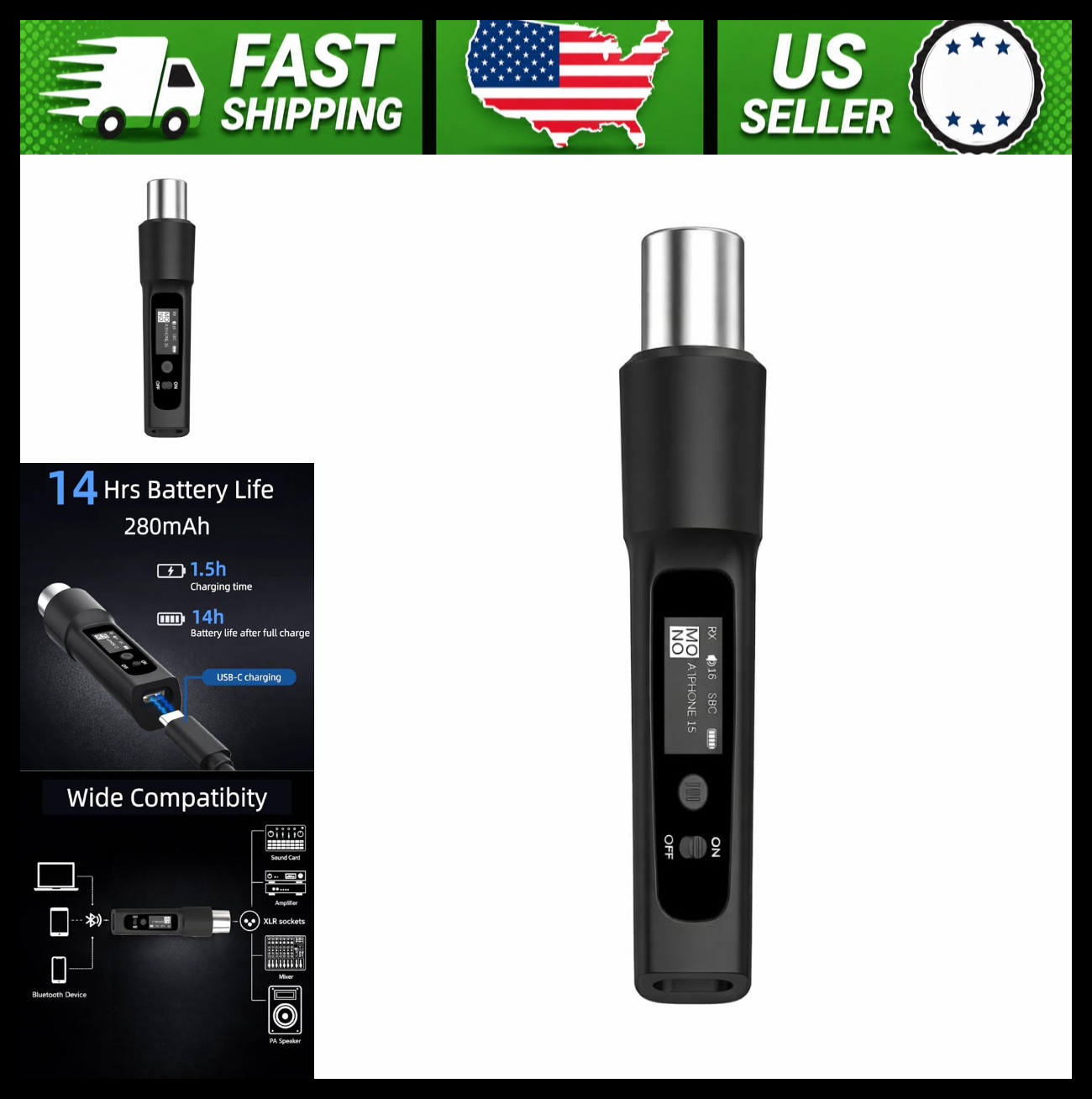 Wireless XLR Bluetooth Audio Receiver for PA Speakers, Mixers & Live Sound