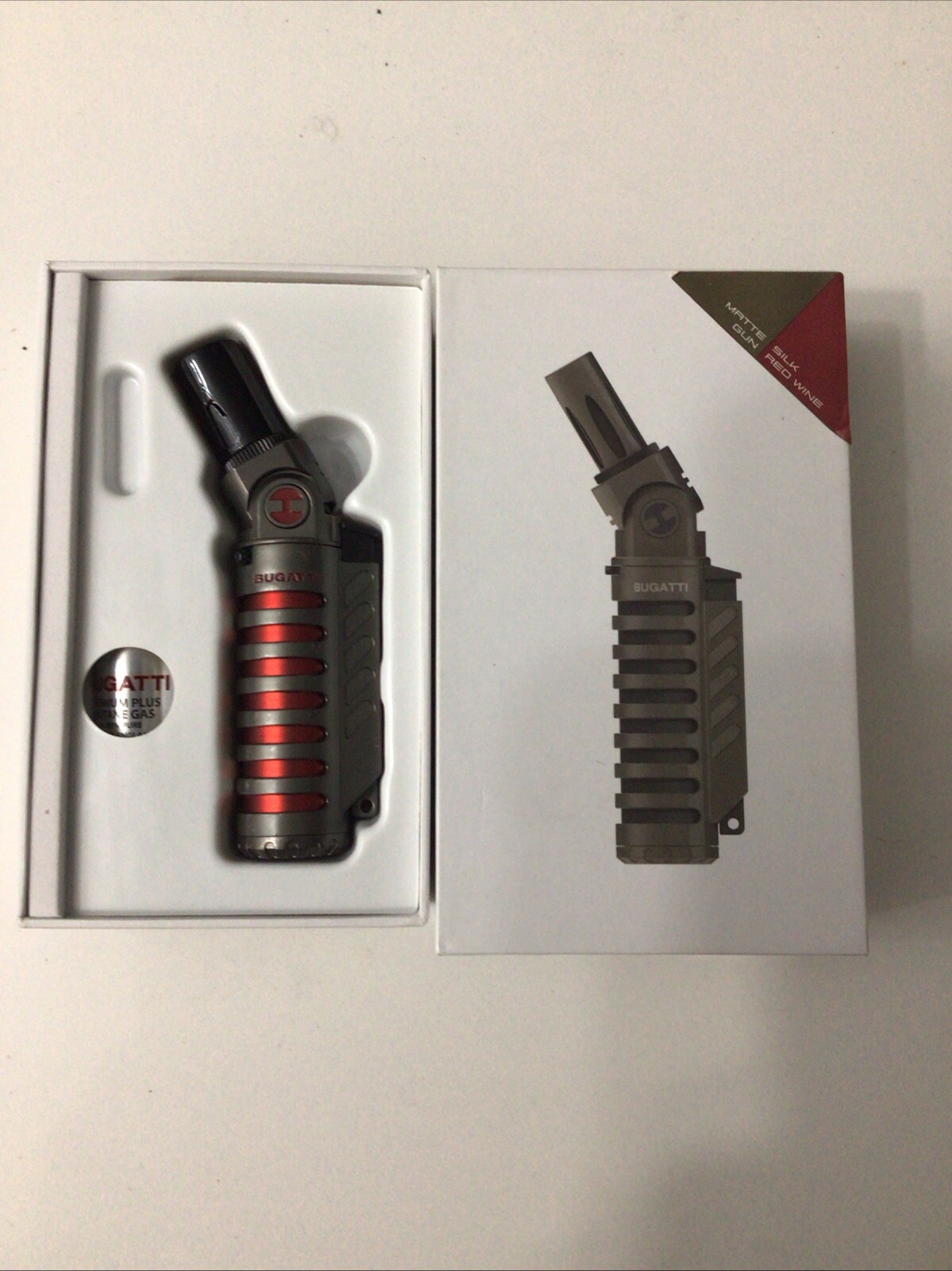 BUGATTI VULCAN DUAL TORCH LIGHTER RED WINE/MATTE GUN
