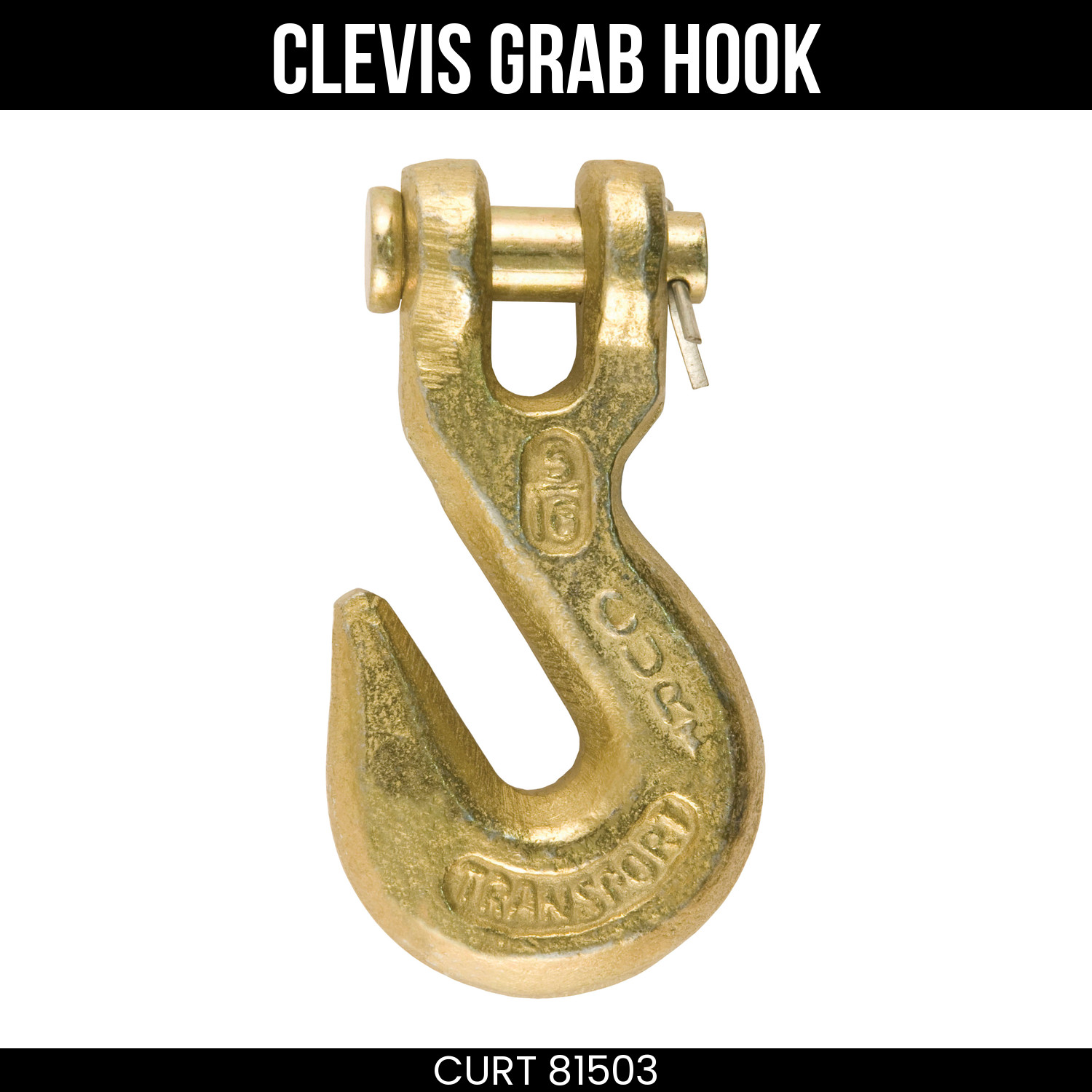 CURT Clevis Grab Hook 5/16" 7/16 Pin Forged Steel 4.7K Work Load HeavyDuty 81503