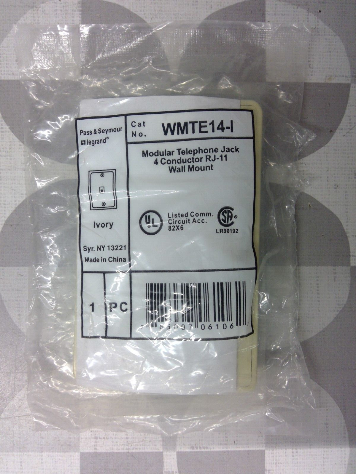 Pass & Seymour WMTE14-I Modular Wall Mount Telephone Jack **Free Shipping**