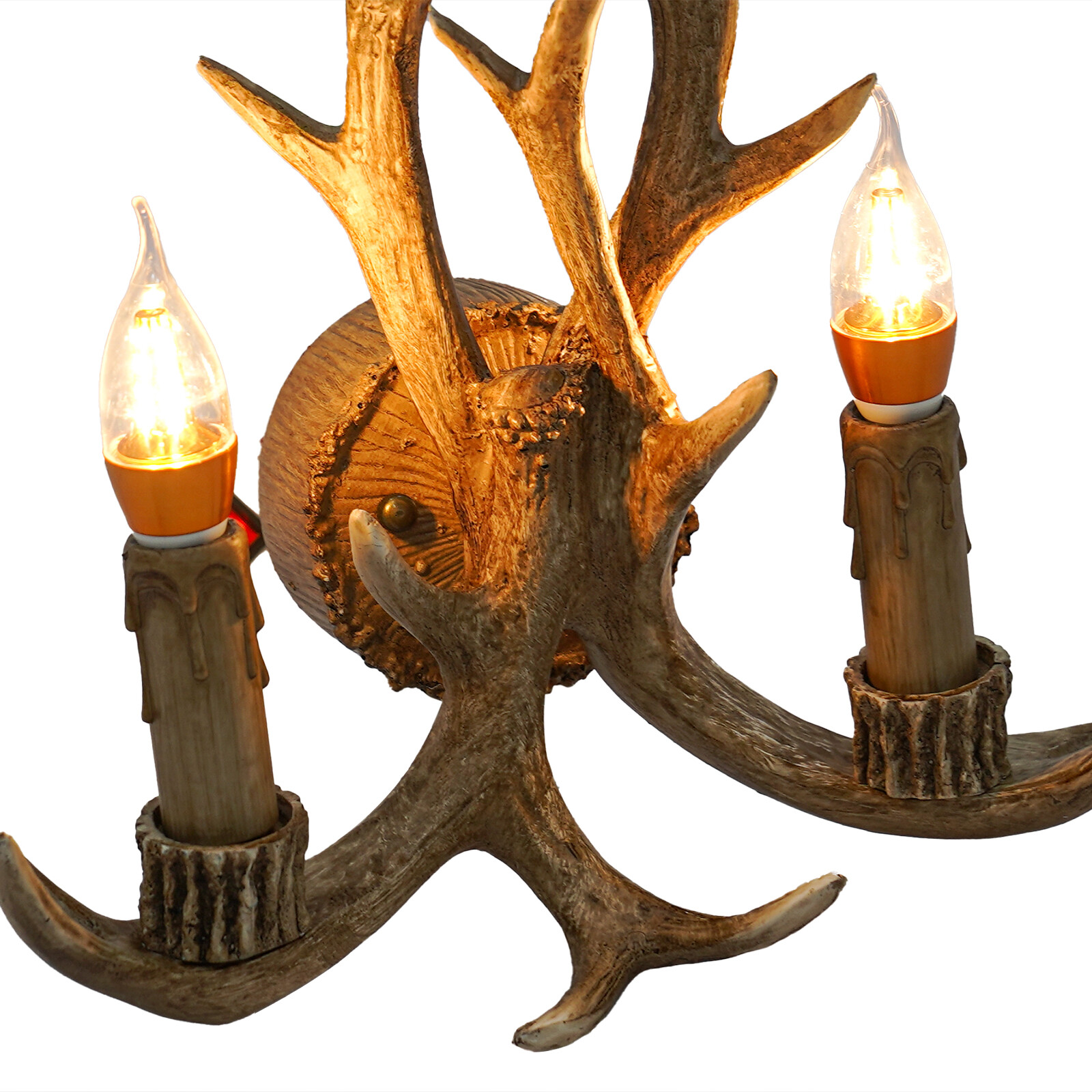 Resin Antler Wall Light Fixture Vintage Retro Deer Horn Sconce Lamp Home Decor