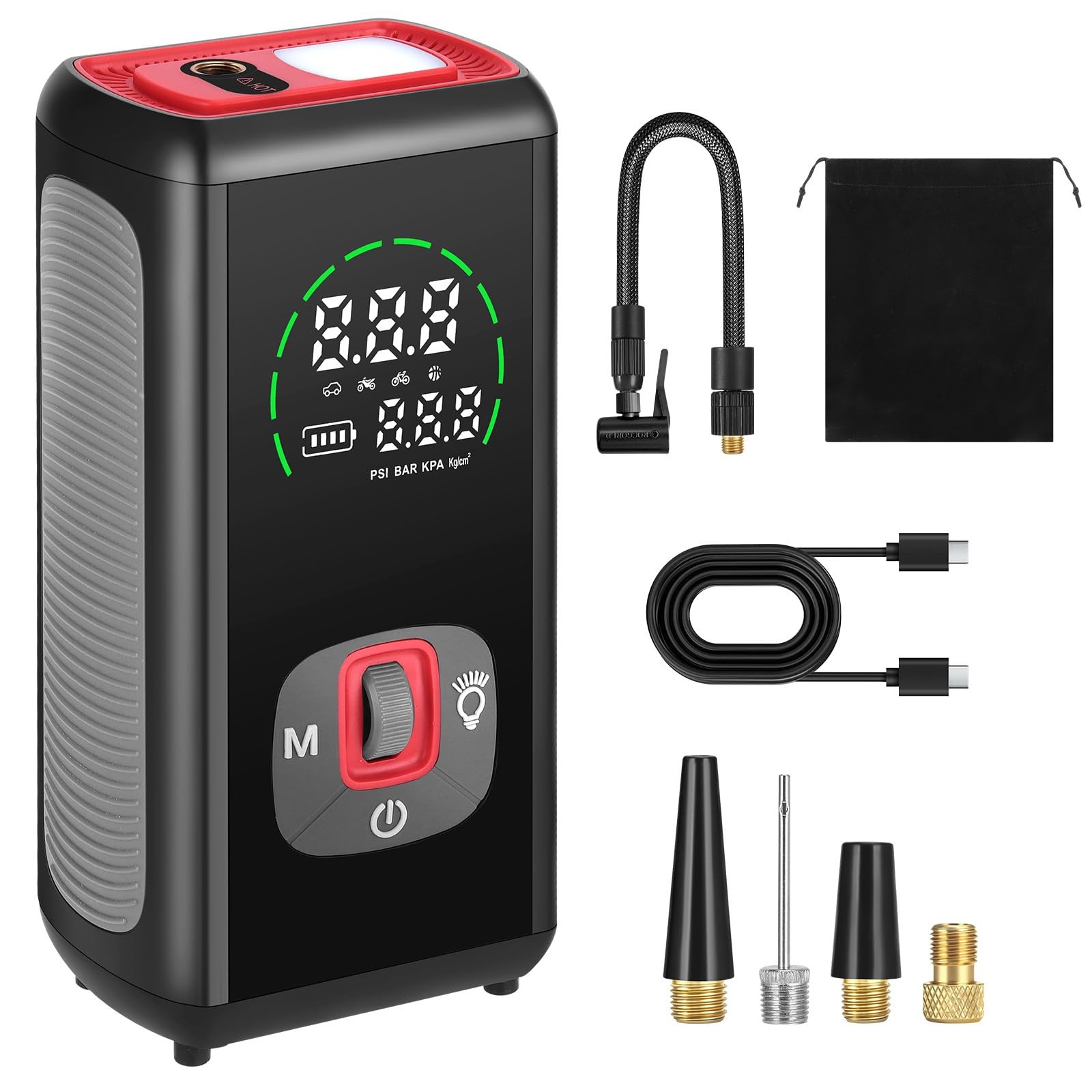 Wireless Tire Inflator Portable Air Compressor, 150PSI, 6000mAh Battery Power...