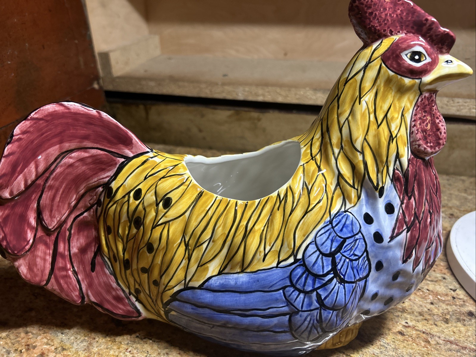Farmhouse Rooster Ceramic Planter/TIKA LOTUS INTERNATIONAL 11x9” NEW
