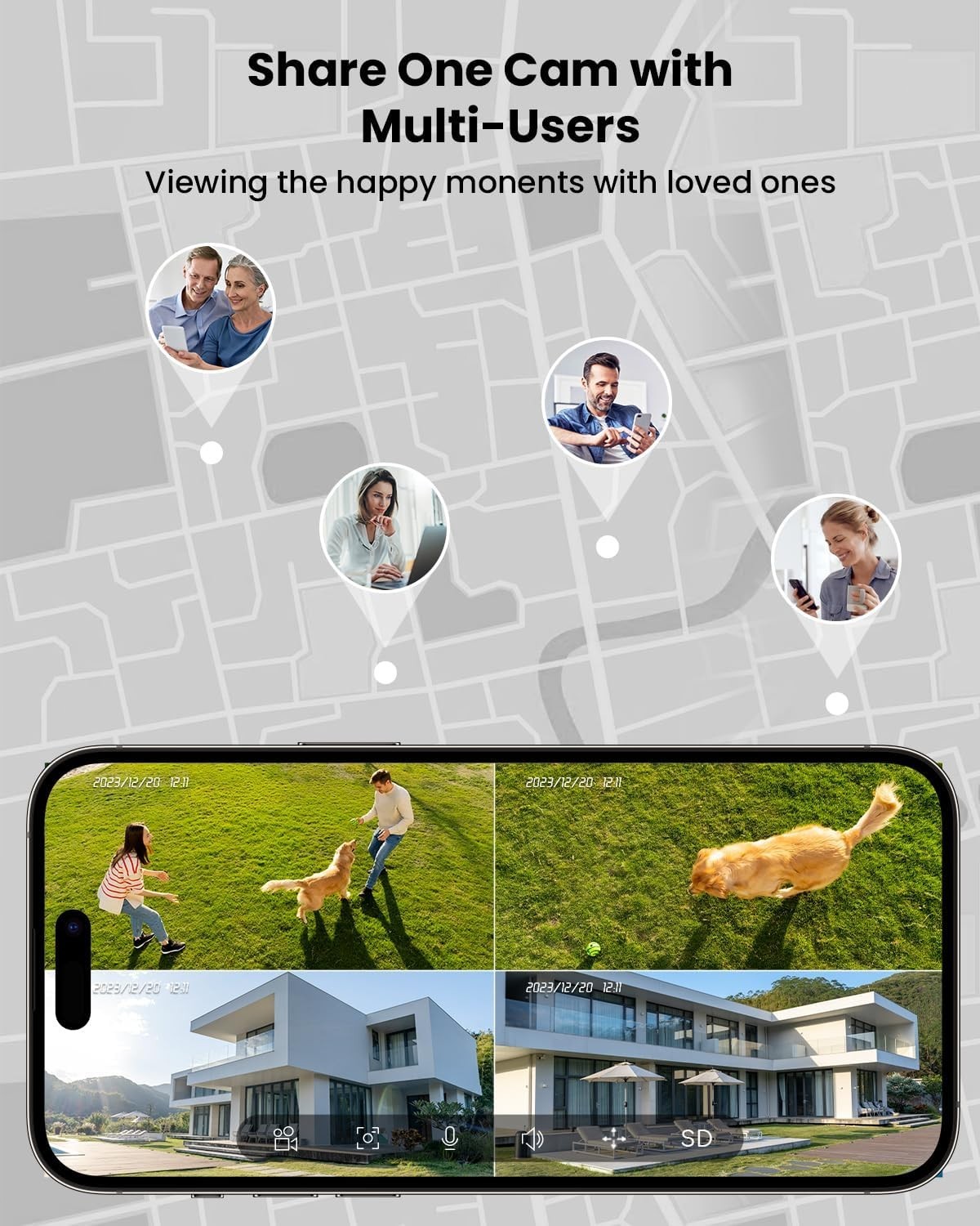 2PCS ieGeek Outdoor Solar Security Camera 360° Wireless Home WiFi Battery CCTV