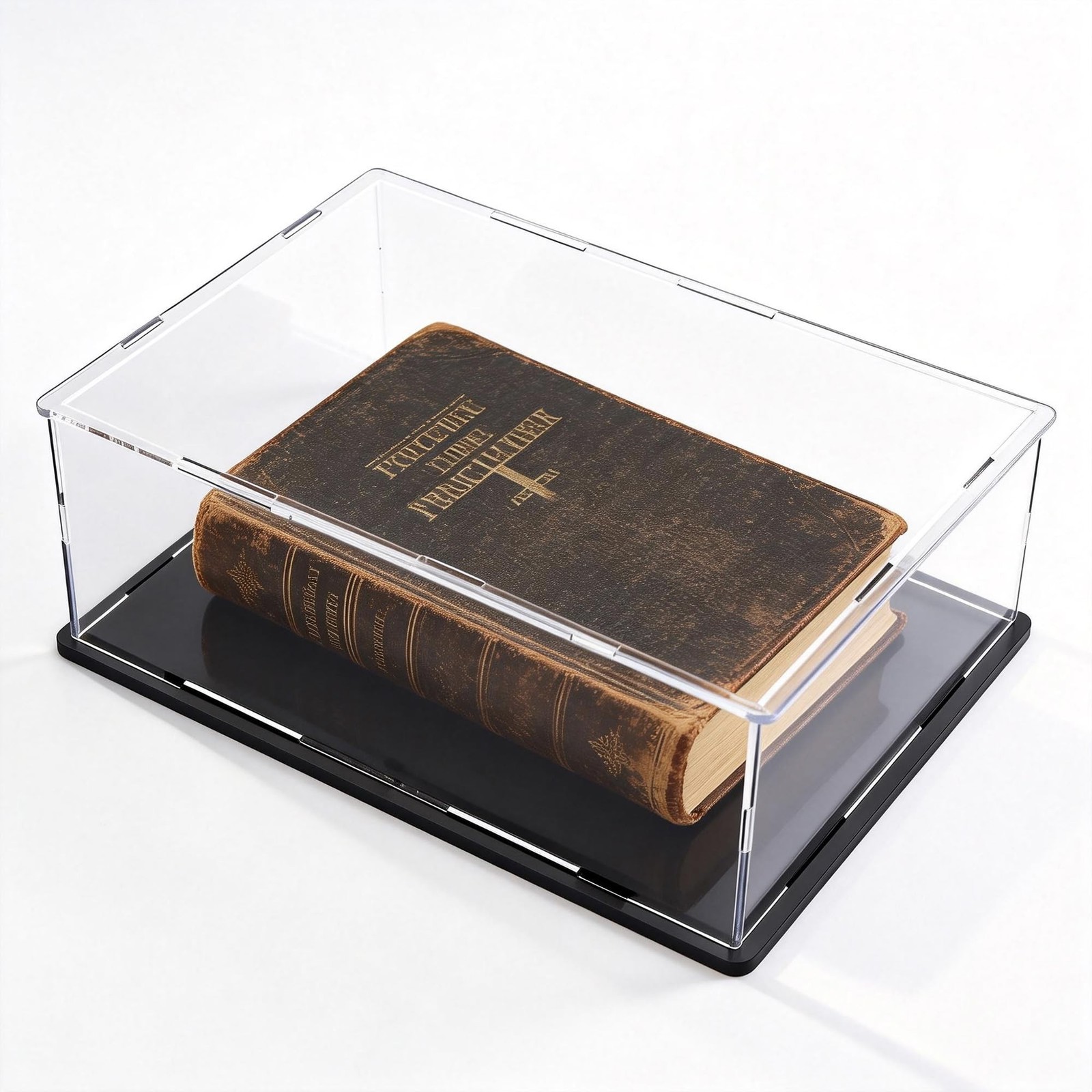 Acrylic Display Case, Clear Acrylic Display Box with Matte Base, Dustproof Co...