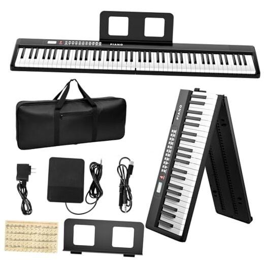 Electronic Piano keyboard,Foldable Full Size 88 Key Digital Pianos with Power