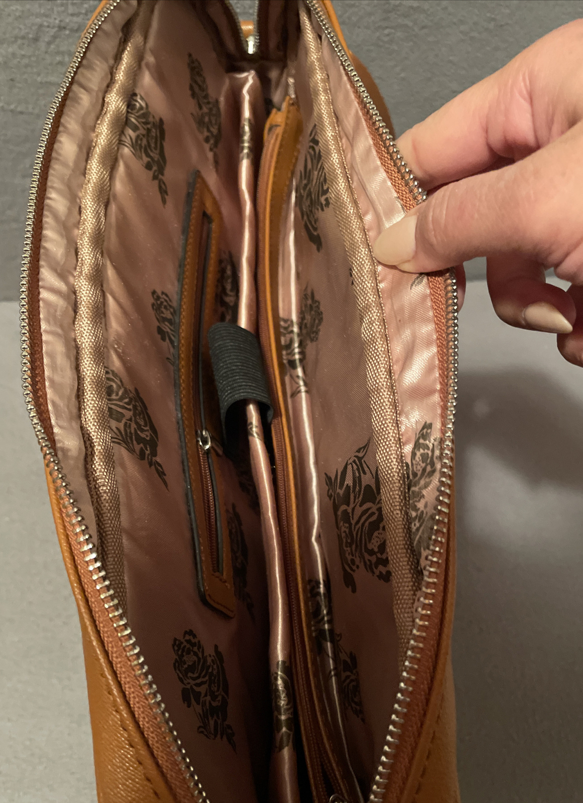 CODE Unisex Laptop Briefcase Brown Vegan Leather W Top Handle & Shoulder Strap