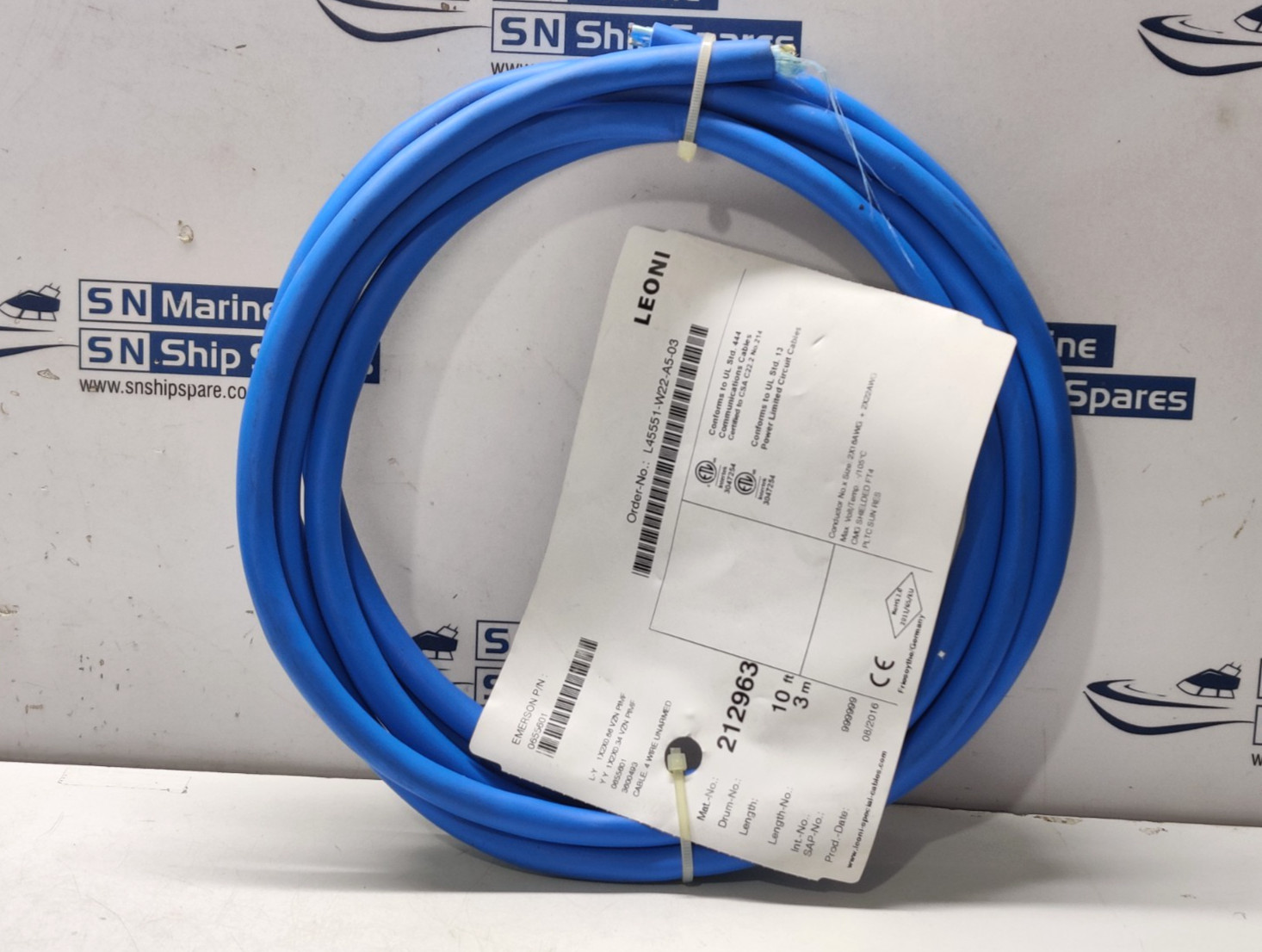 Emerson 0655601 Shielded Cable, 4 Wire PLTC 10ft Leoni