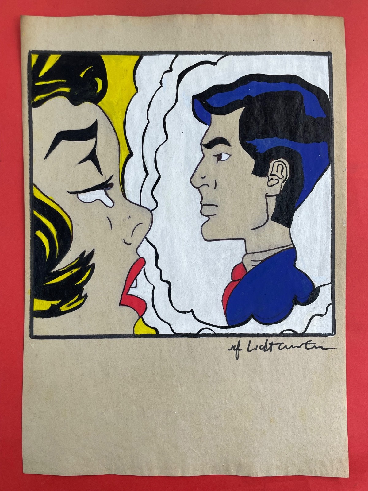 Roy Lichtenstein (Handmade) Drawing On Old Paper signed and stamped