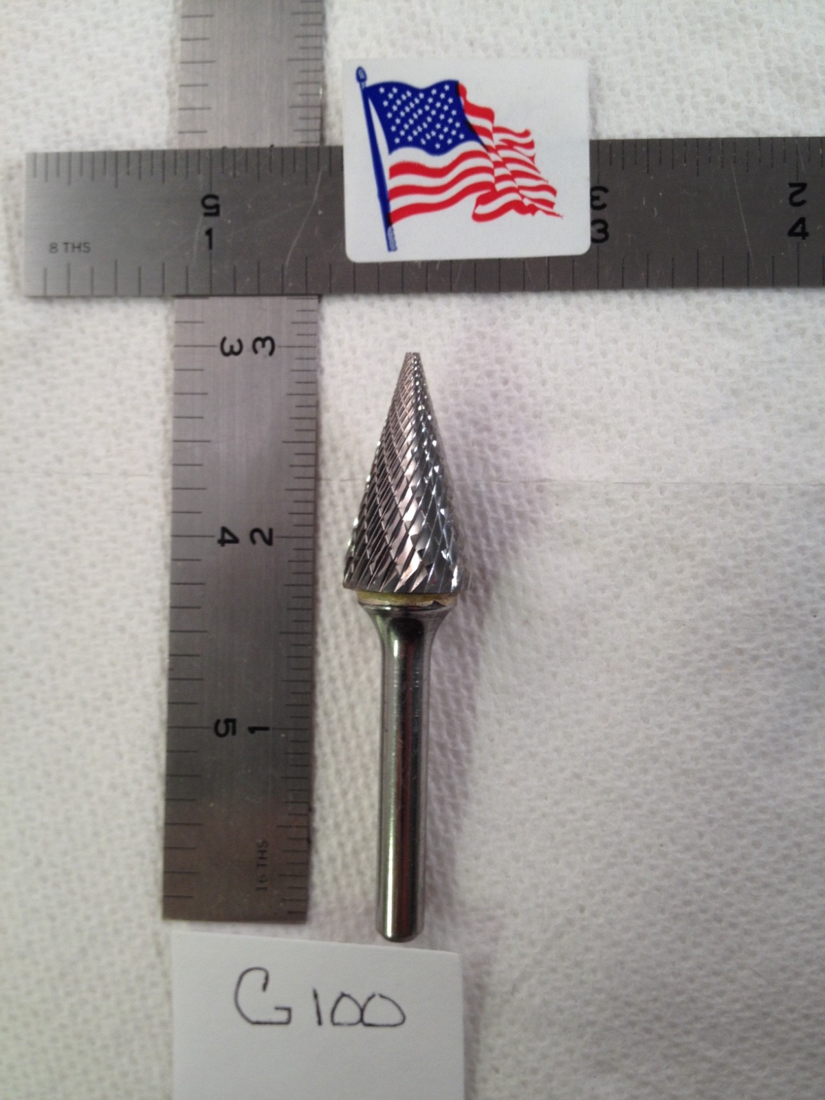 1 NEW FALCON / SGS 1/4" SHANK CARBIDE BURR SM-6 DOUBLE CUT. CONE SHAPE (G100)