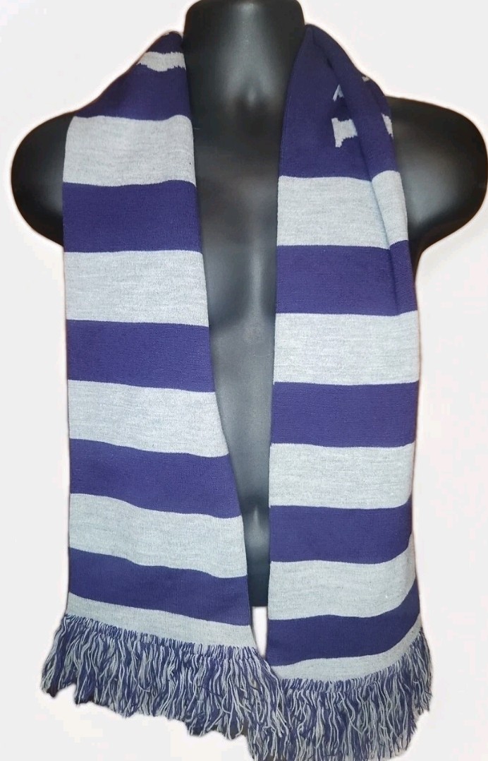 Official Gala Brand Men's Purple Gray Striped Knit Acrylic Scarf Standard Size