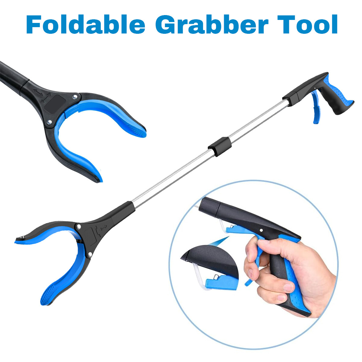 32" Heavy Object Grabber Foldable Extra Long Trash Pickup Stick for Outdoor&Home
