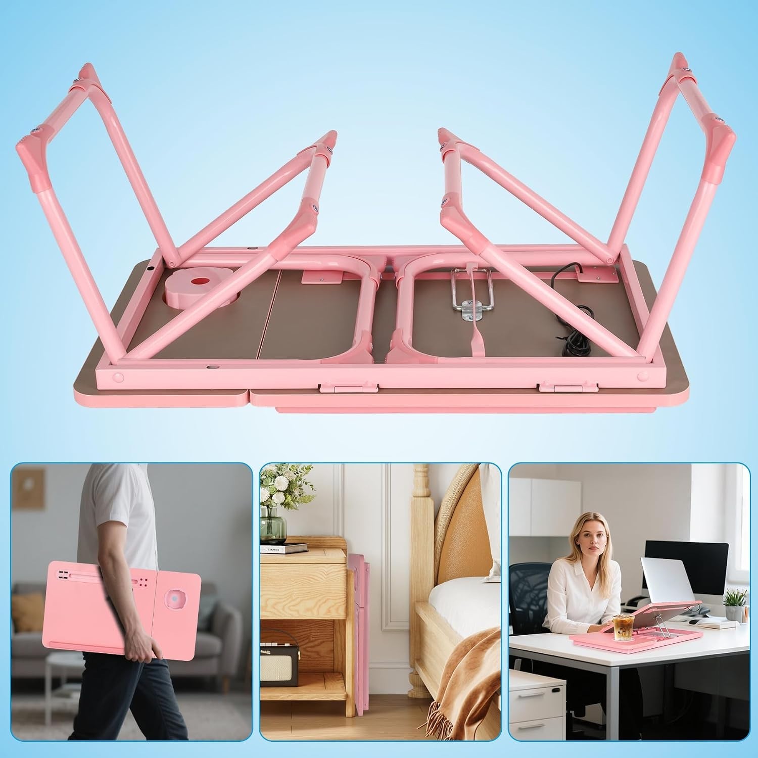 Laptop Bed Desk, Adjustable Lap Desk, Small Laptop Table with USB Charge Port...