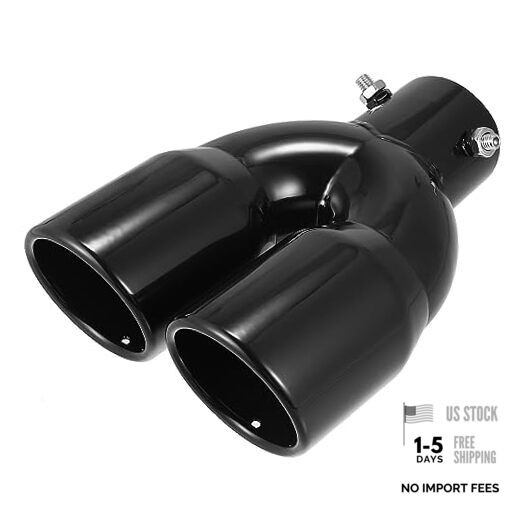 Dual Exhaust Tip 62mm 2.44" Inlet Straight Universal Car Double Exhaust Tip