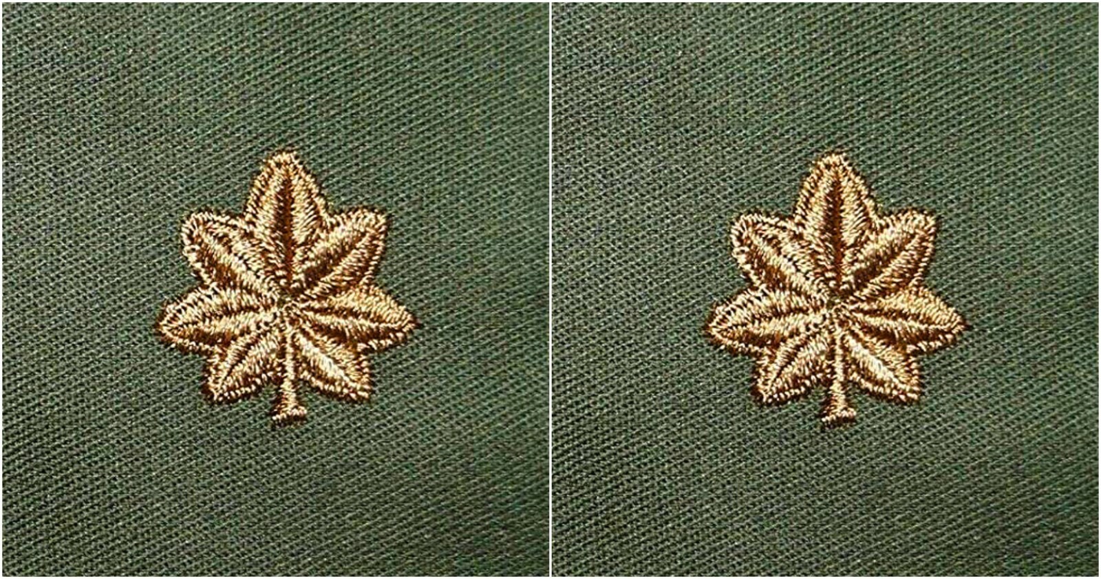 US Army Foliage OD Green Major 0-4 Rank Sew-On Patches - Pair