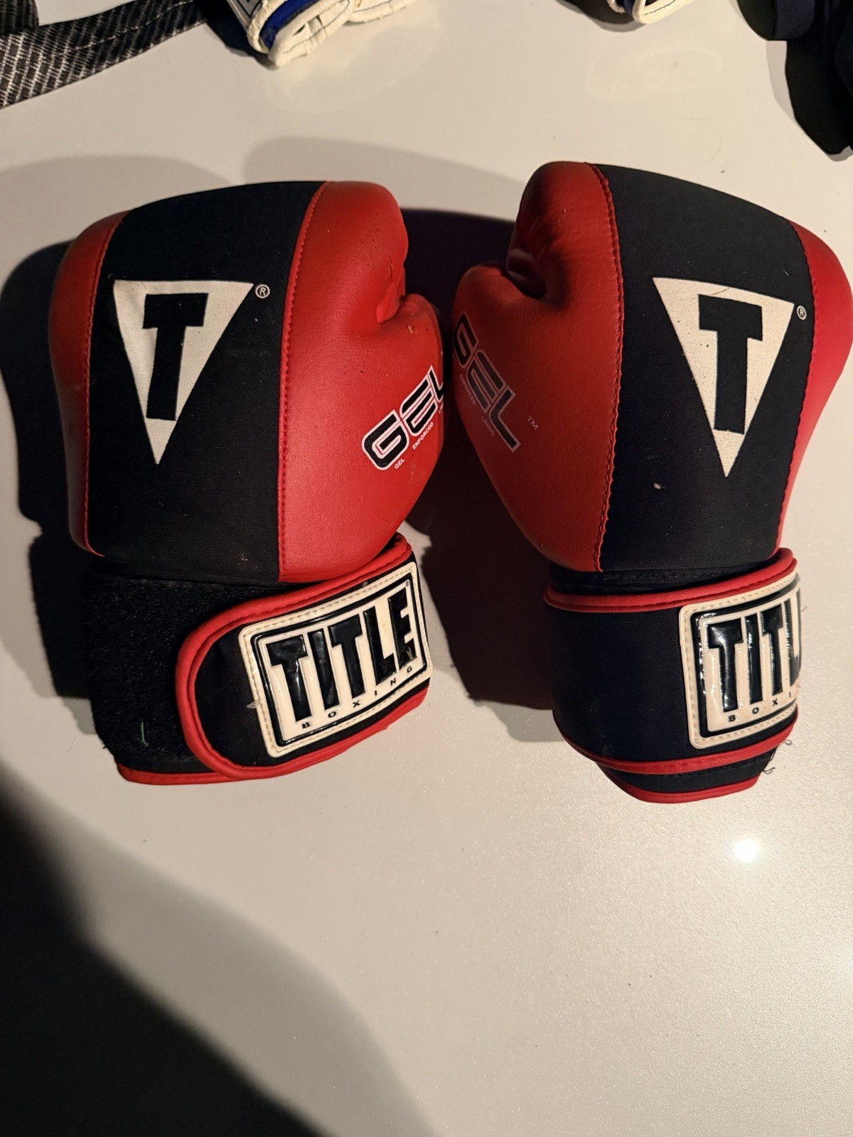 TITLE Boxing GEL Bag Gloves Pair - Black & Red Boxing Training Bag Gloves