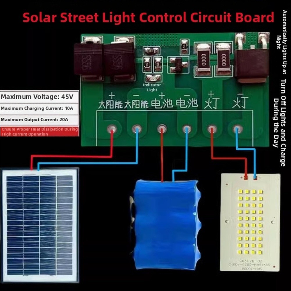 DC Solar Charge Control Circuit Board 45V 10A Battery Charge 20A Output