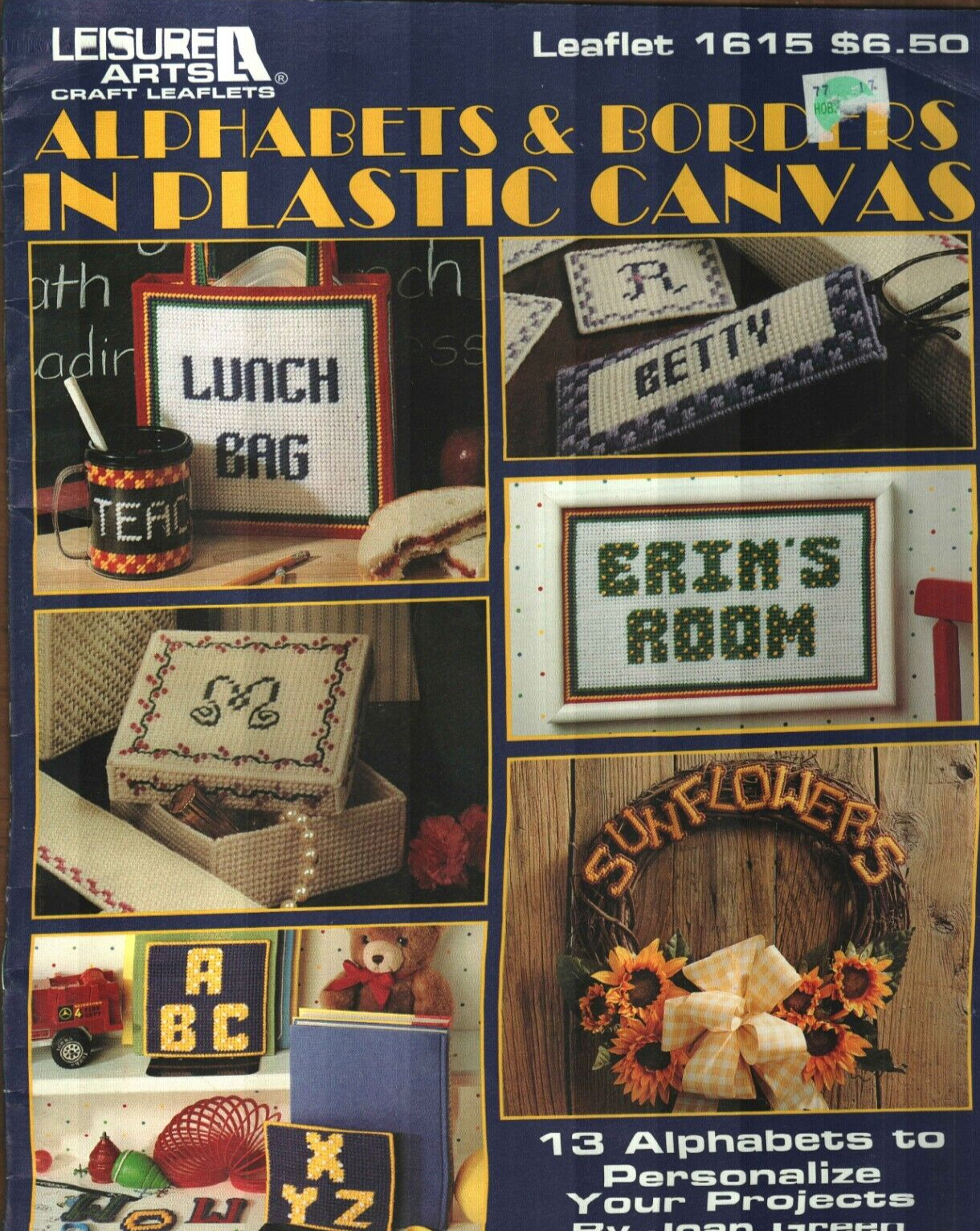 NEW ALPHABETS & BORDERS TO PERSONALIZE 13 DESIGNS PLASTIC CANVAS PATTERN BOOK