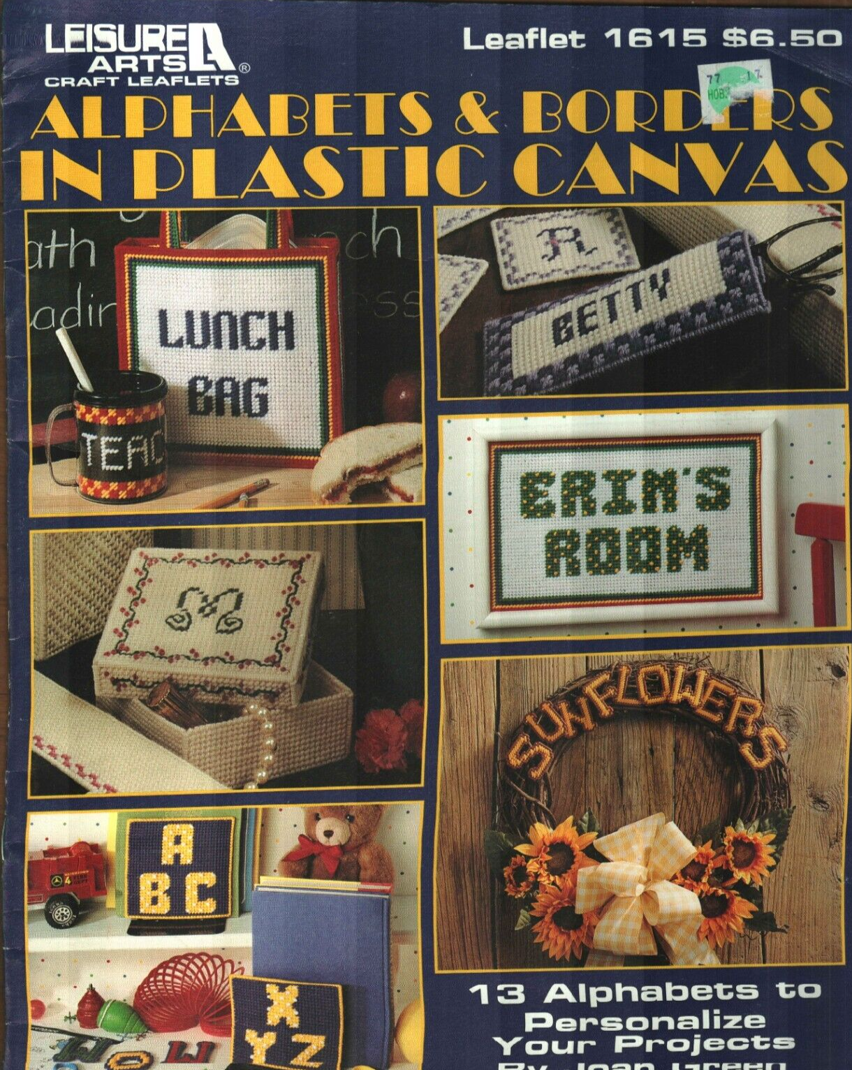 USED ALPHABETS & BORDERS TO PERSONALIZE 13 DESIGNS PLASTIC CANVAS PATTERN BOOK