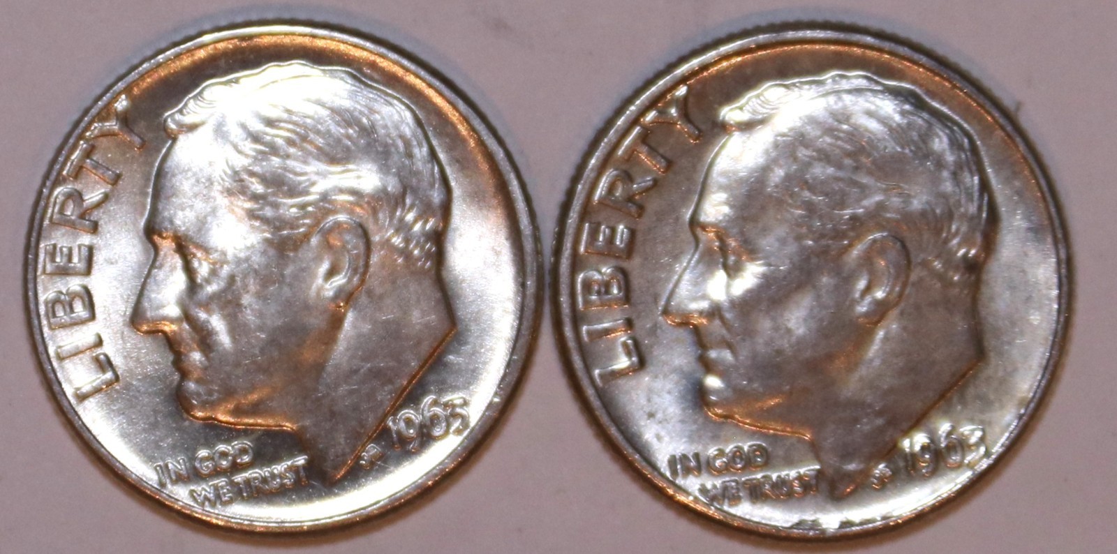 (2) 1963-D Roosevelt Dimes - About Uncirculated - #2553E - FREE SHIPPING