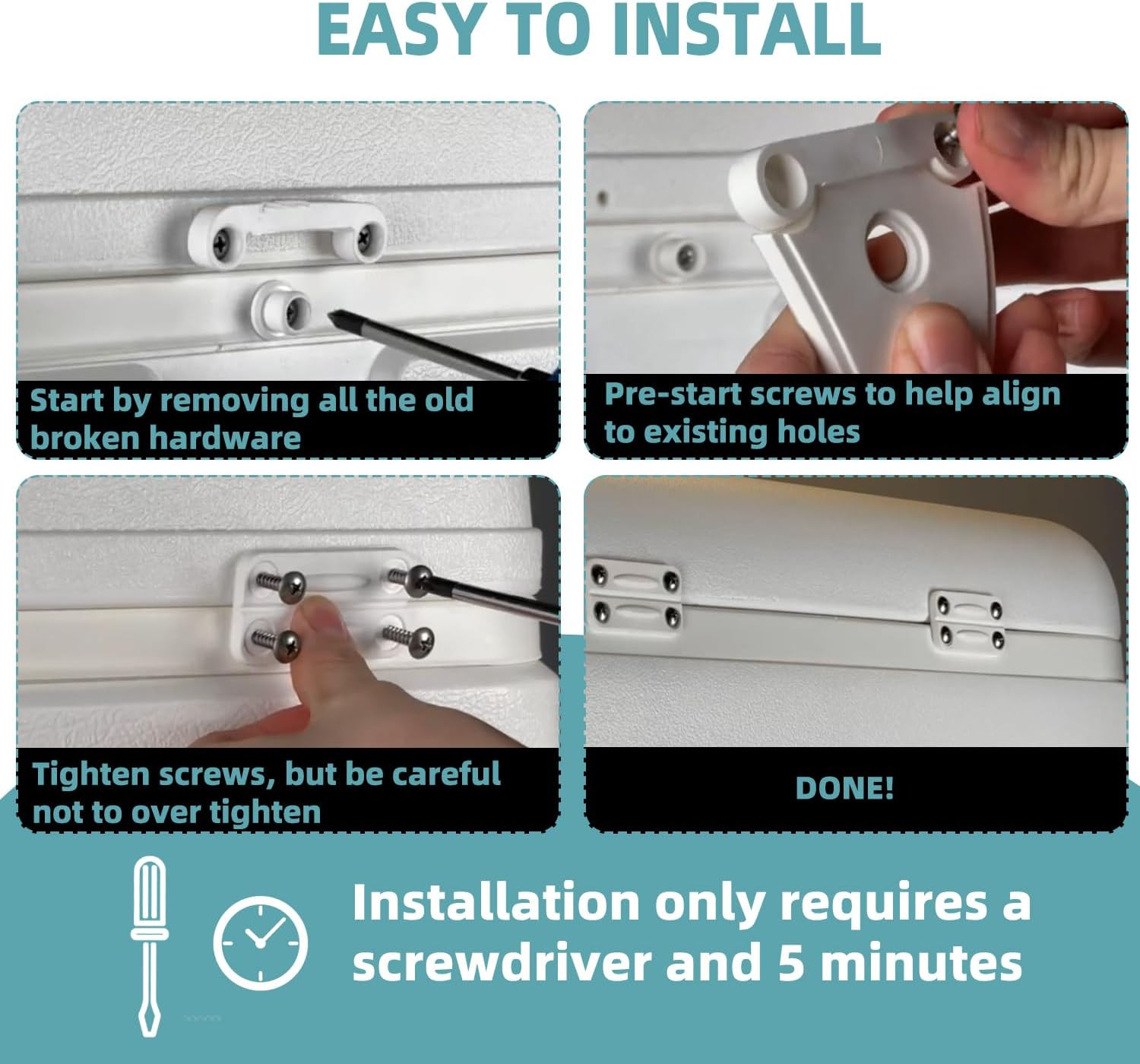 Cooler Hinge and Latch Replacement Kit for Igloo,Repair and Replace Cooler Compo