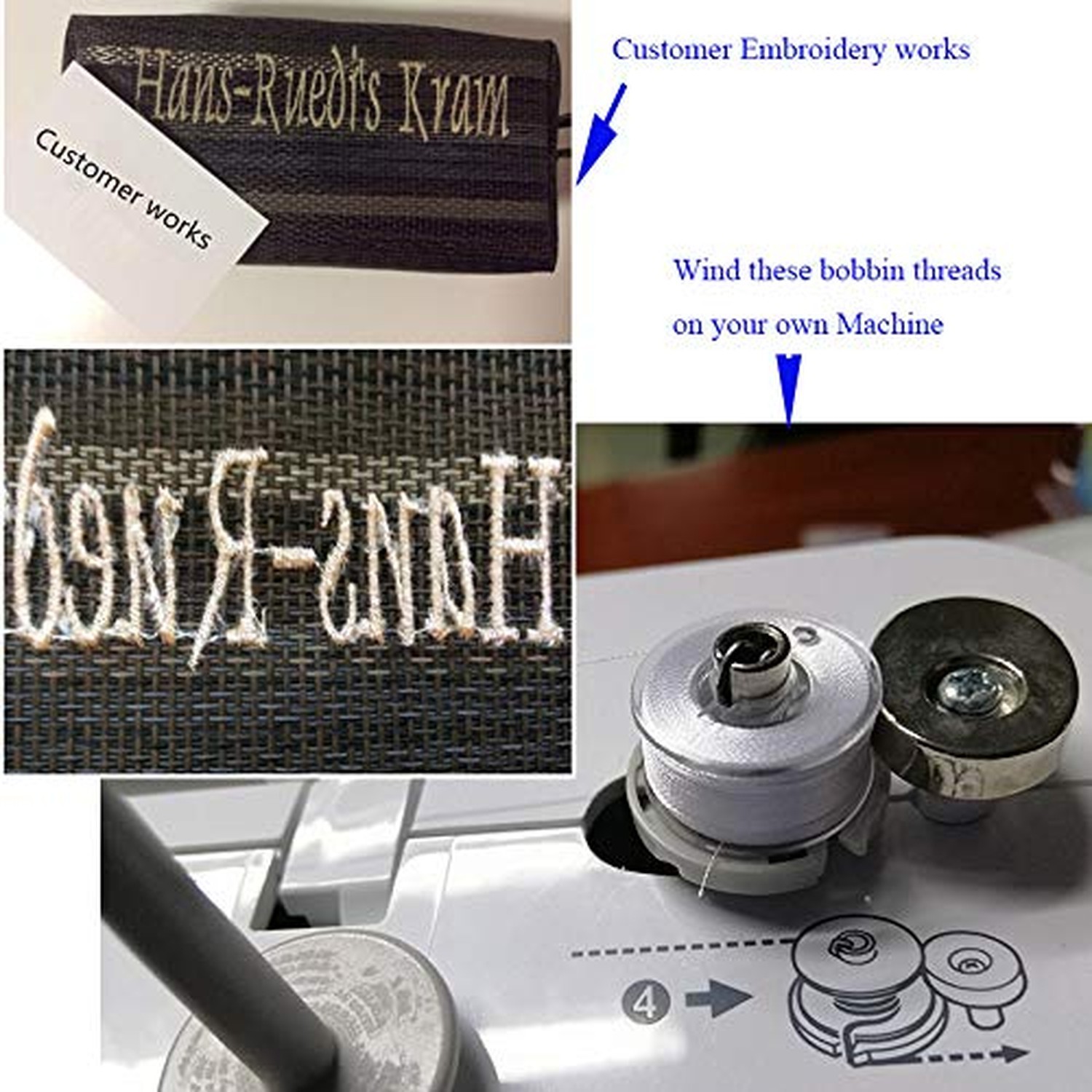 Simthread 2 Bobbin Thread for Sewing and Embroidery Machine 1 Black and 1 Whi...