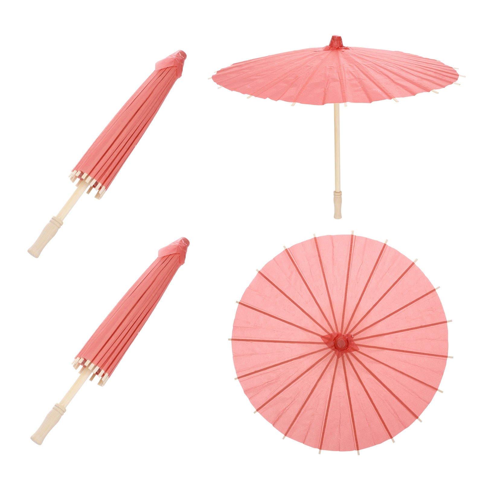 2 Pcs Paper Umbrellas ,16" Paper Parasol Umbrella for Craft,Red