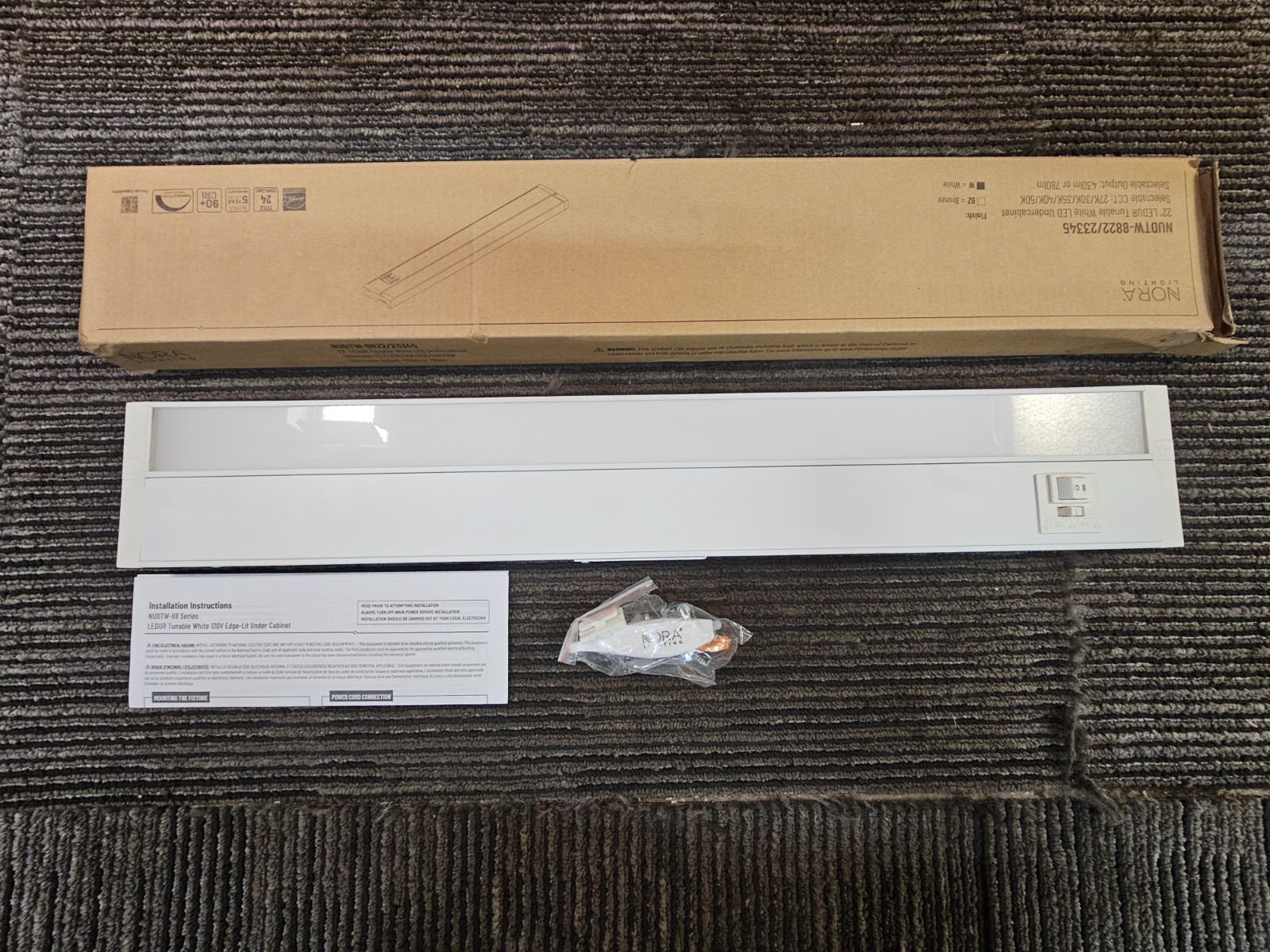 Nora Lighting NUDTW-8822/23345 LEDUR-TW 22" LED Under Cabinet Light Bar White