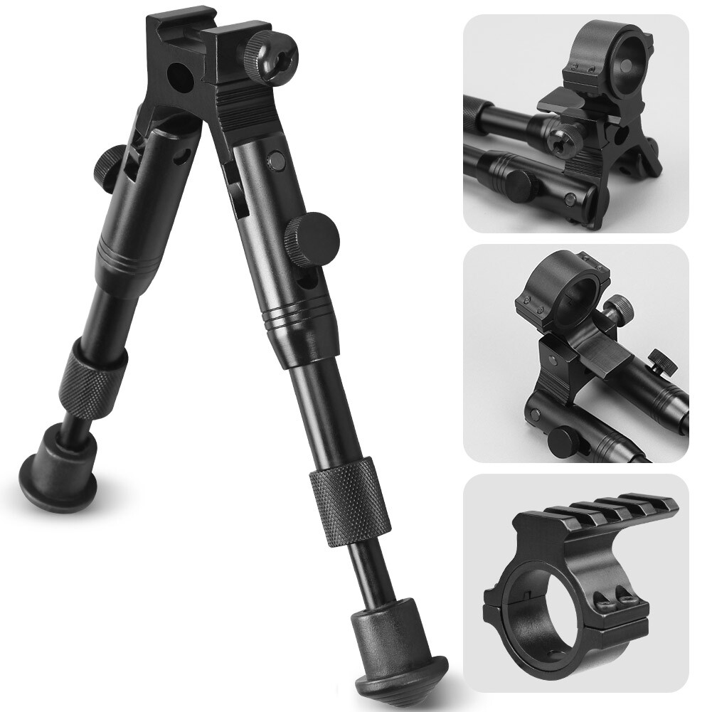 6 Inches Tactical Rifle Bipod Adjustable Spring Return 20mm Rail Adapter Mount