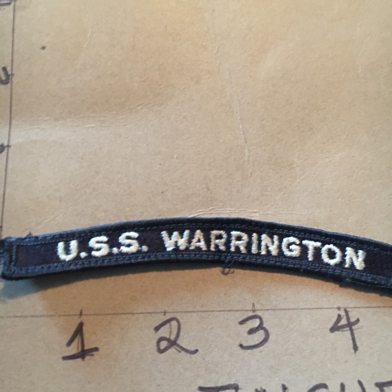 US NAVY SHOULDER STRIP TAB *** rocker *** Patch USS Warrington